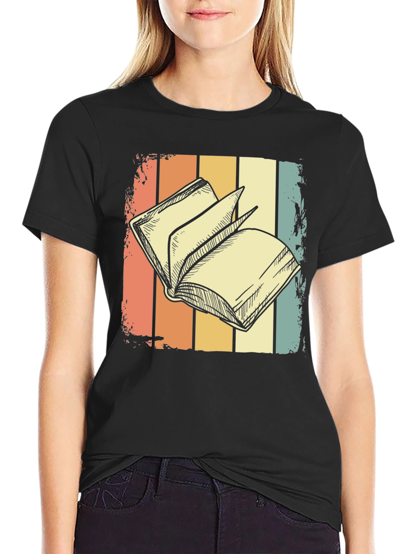 Camiseta Retro con Diseño de Libro Abierto