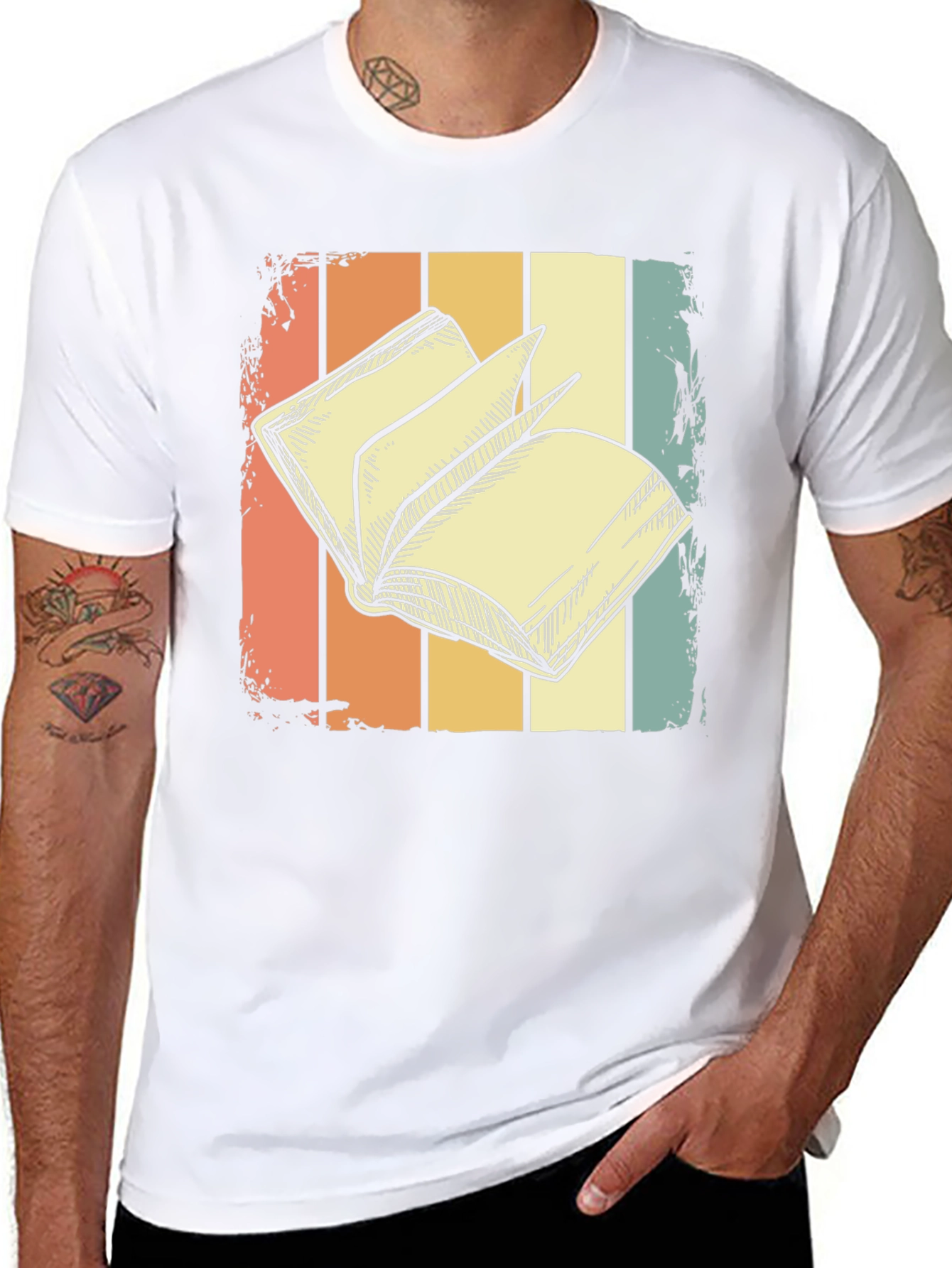 Camiseta Retro con Diseño de Libro Abierto