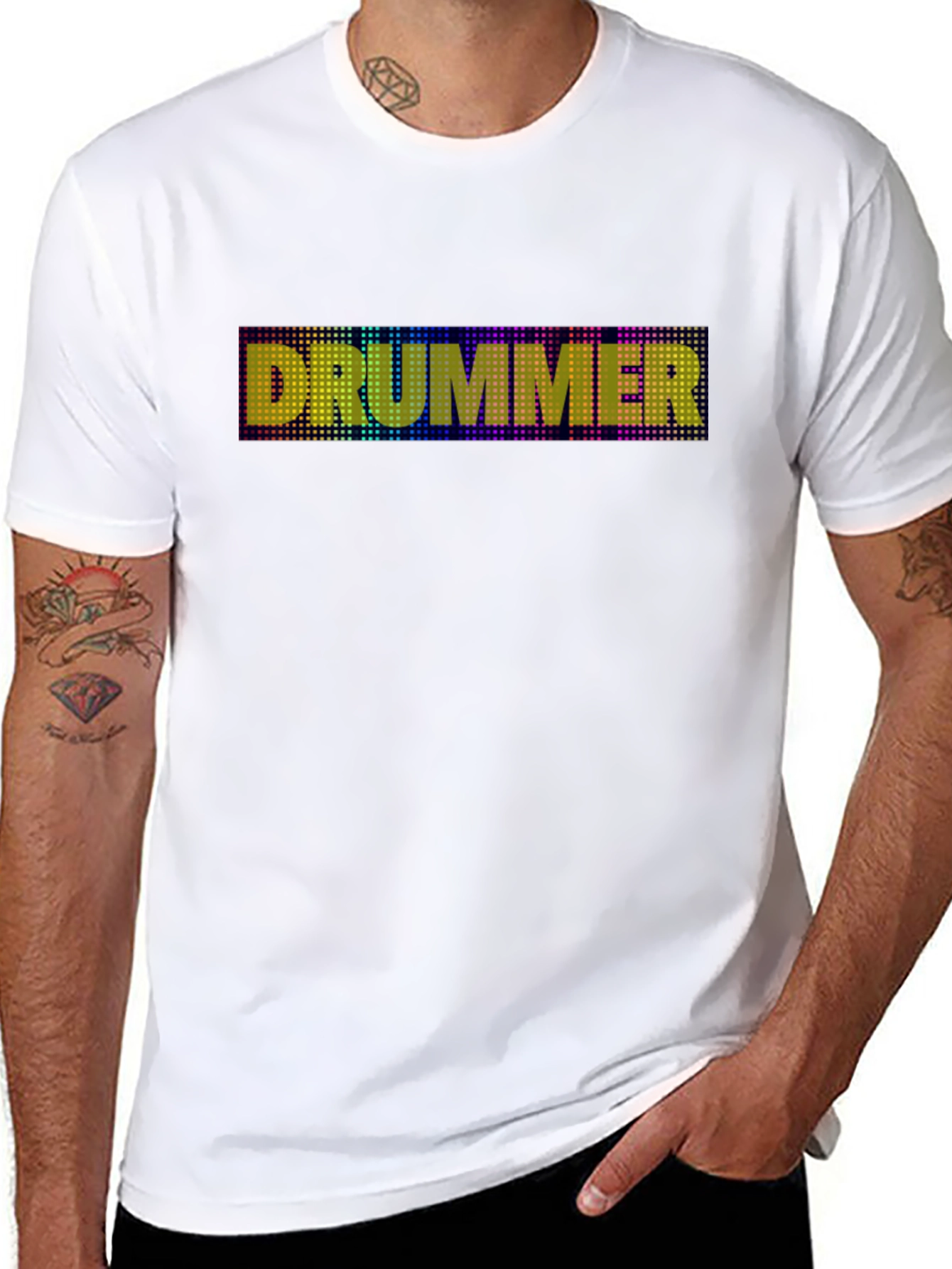 Camiseta Negra Drummer con Diseño de Puntos