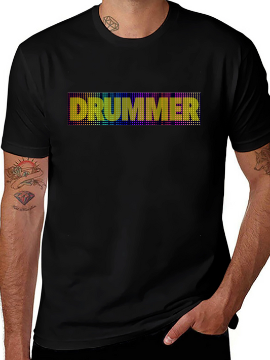 Camiseta Negra Drummer con Diseño de Puntos