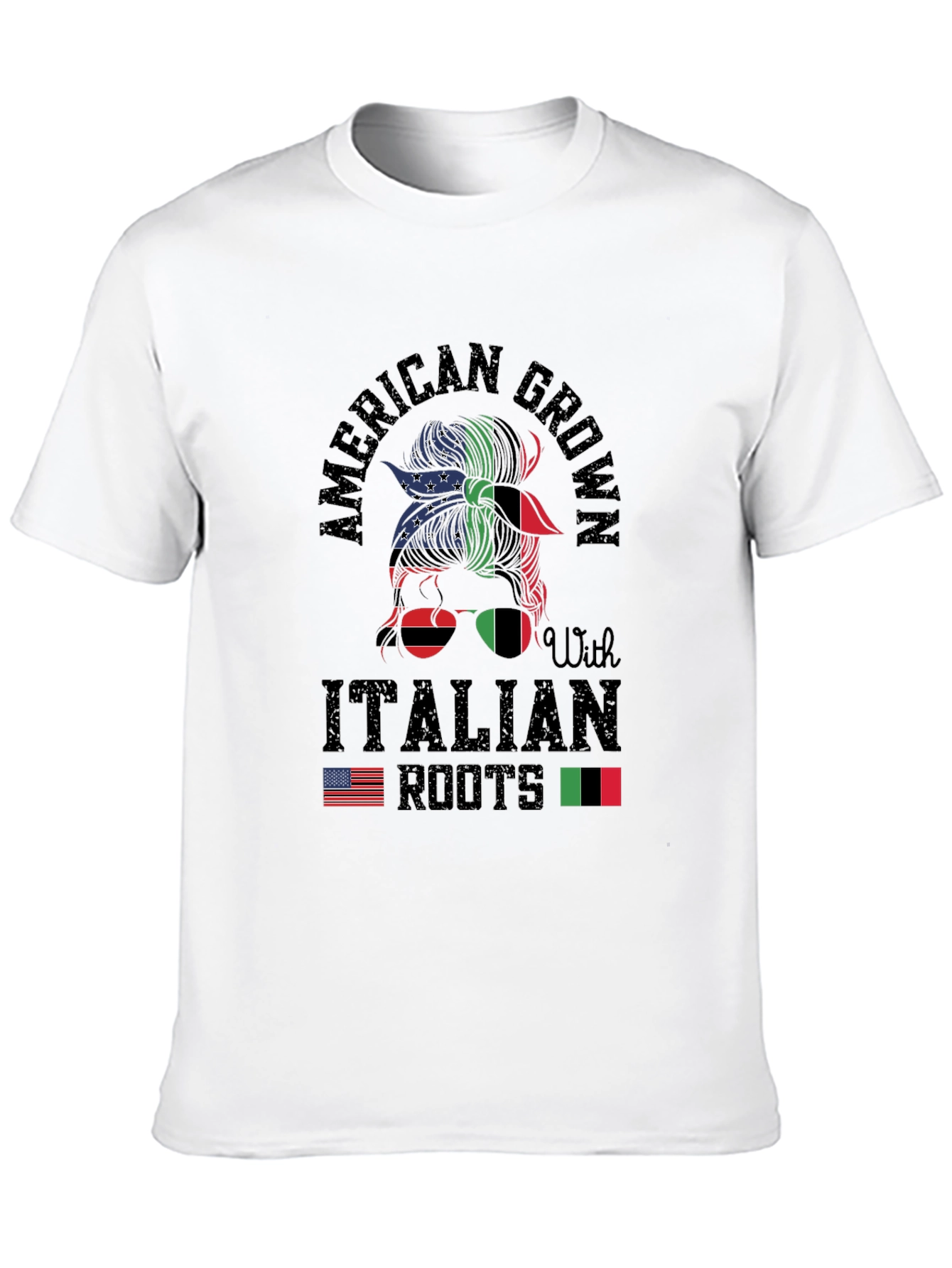 Camiseta American Grown With Italian Roots Negra