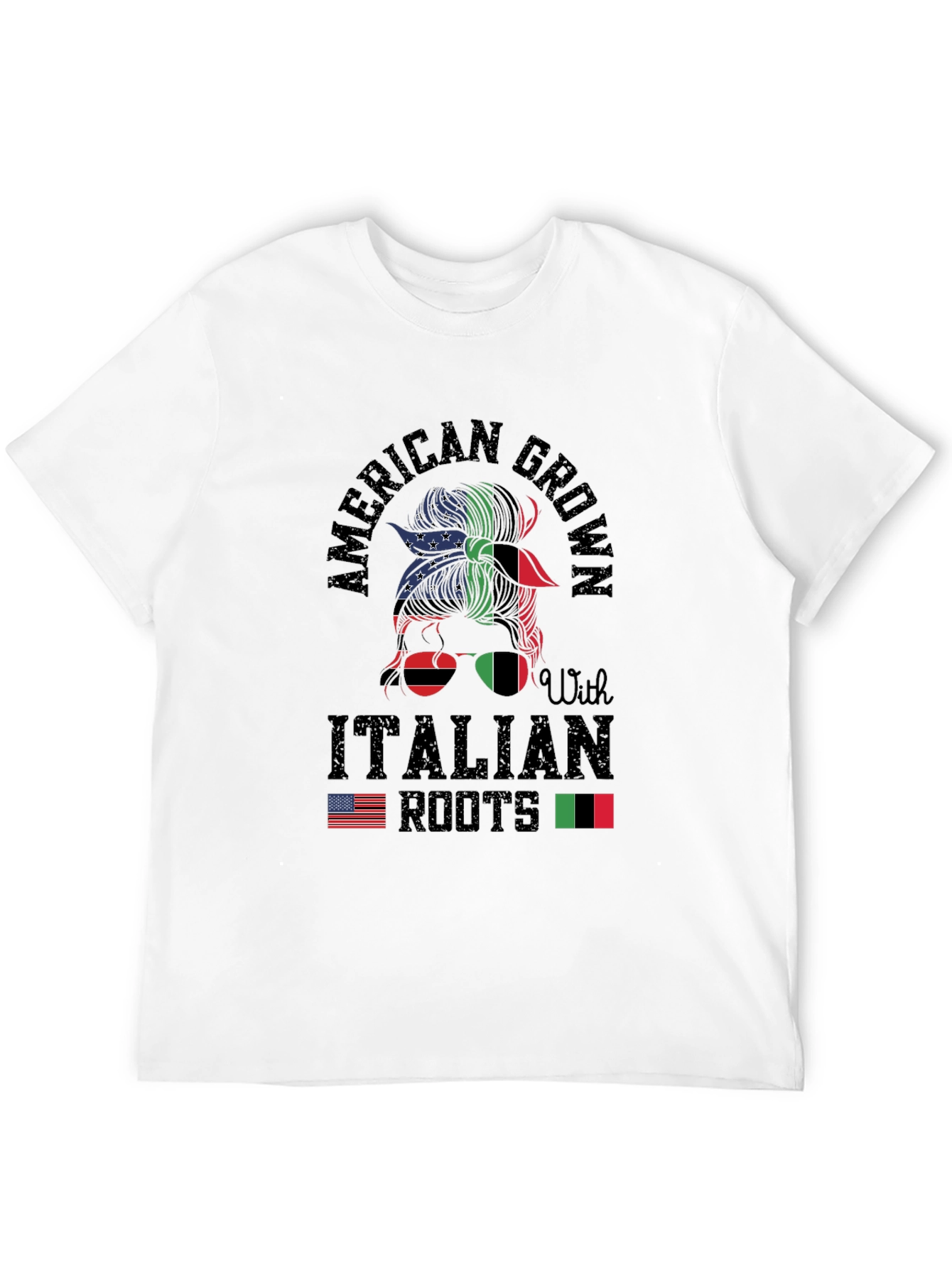 Camiseta American Grown With Italian Roots Negra