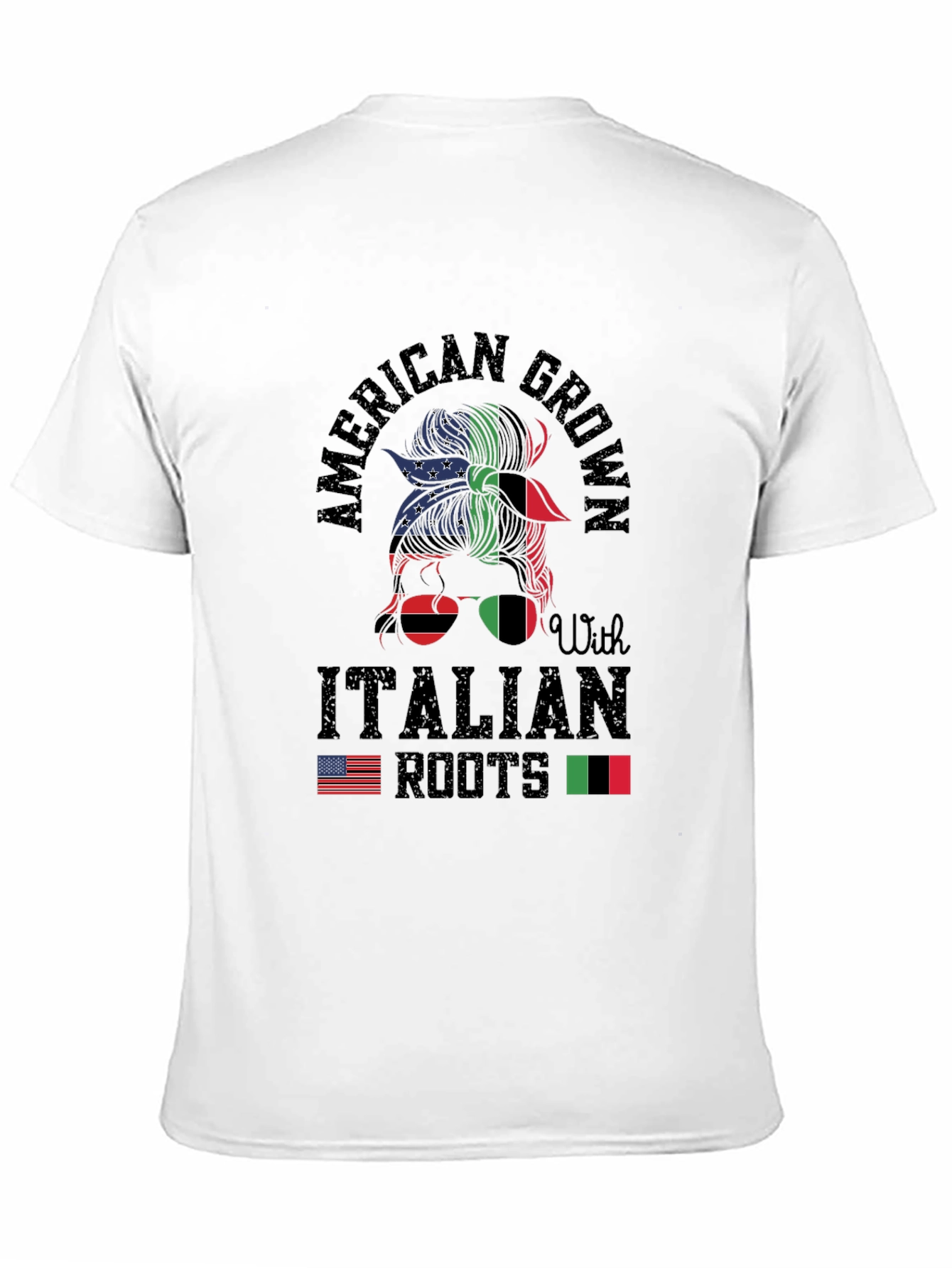 Camiseta American Grown With Italian Roots Negra