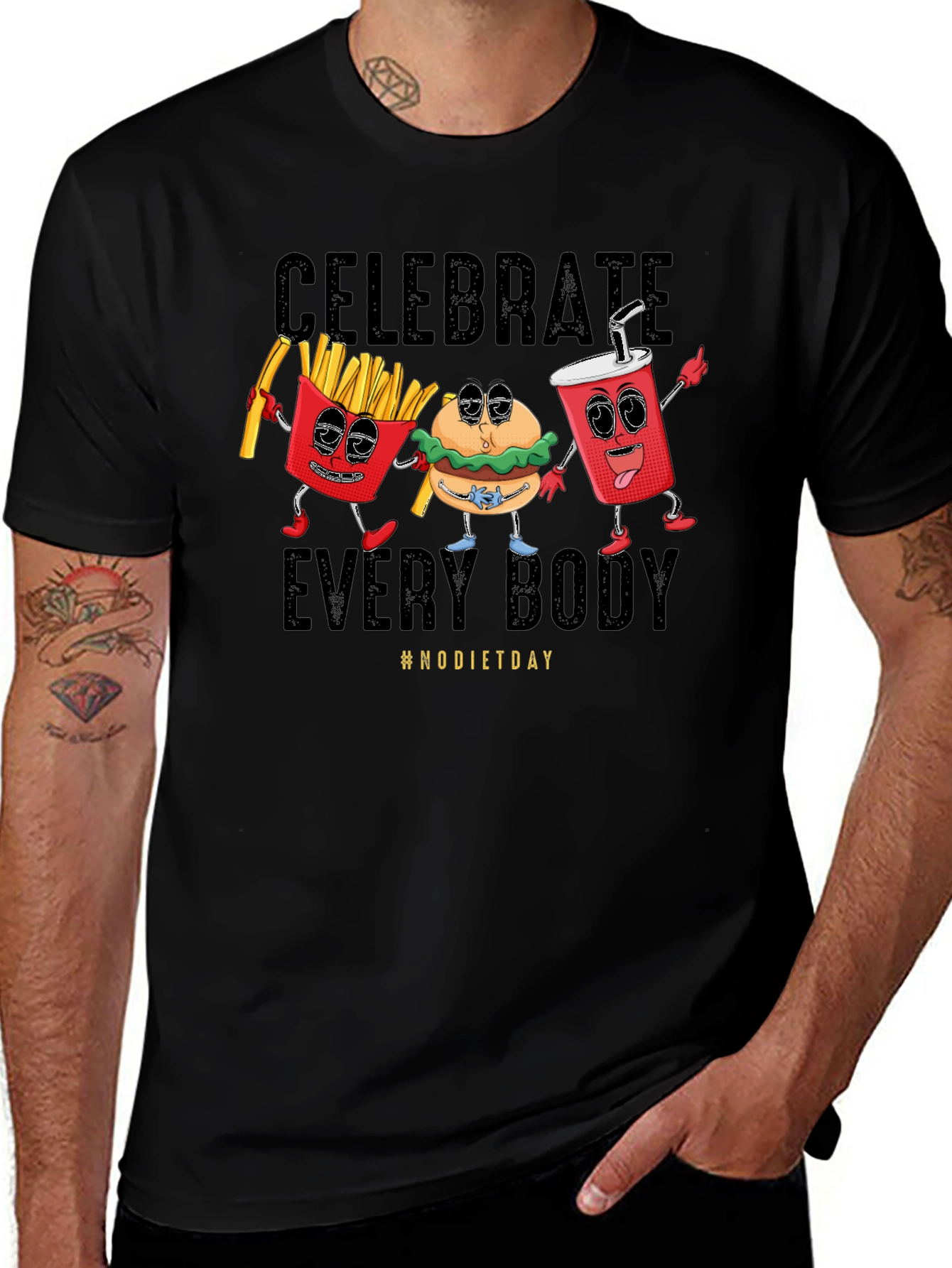 Camiseta Negra Celebrate Every Body #NODIETDAY