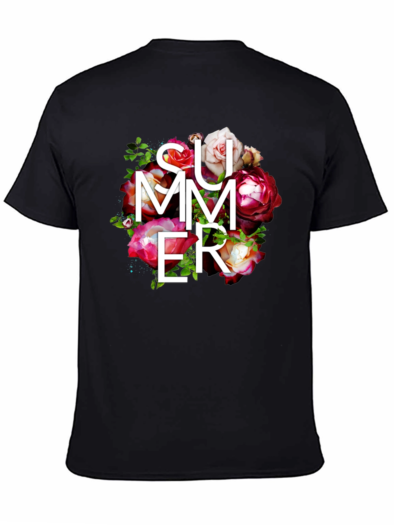 Camiseta Negra Verano Floral para Hombre
