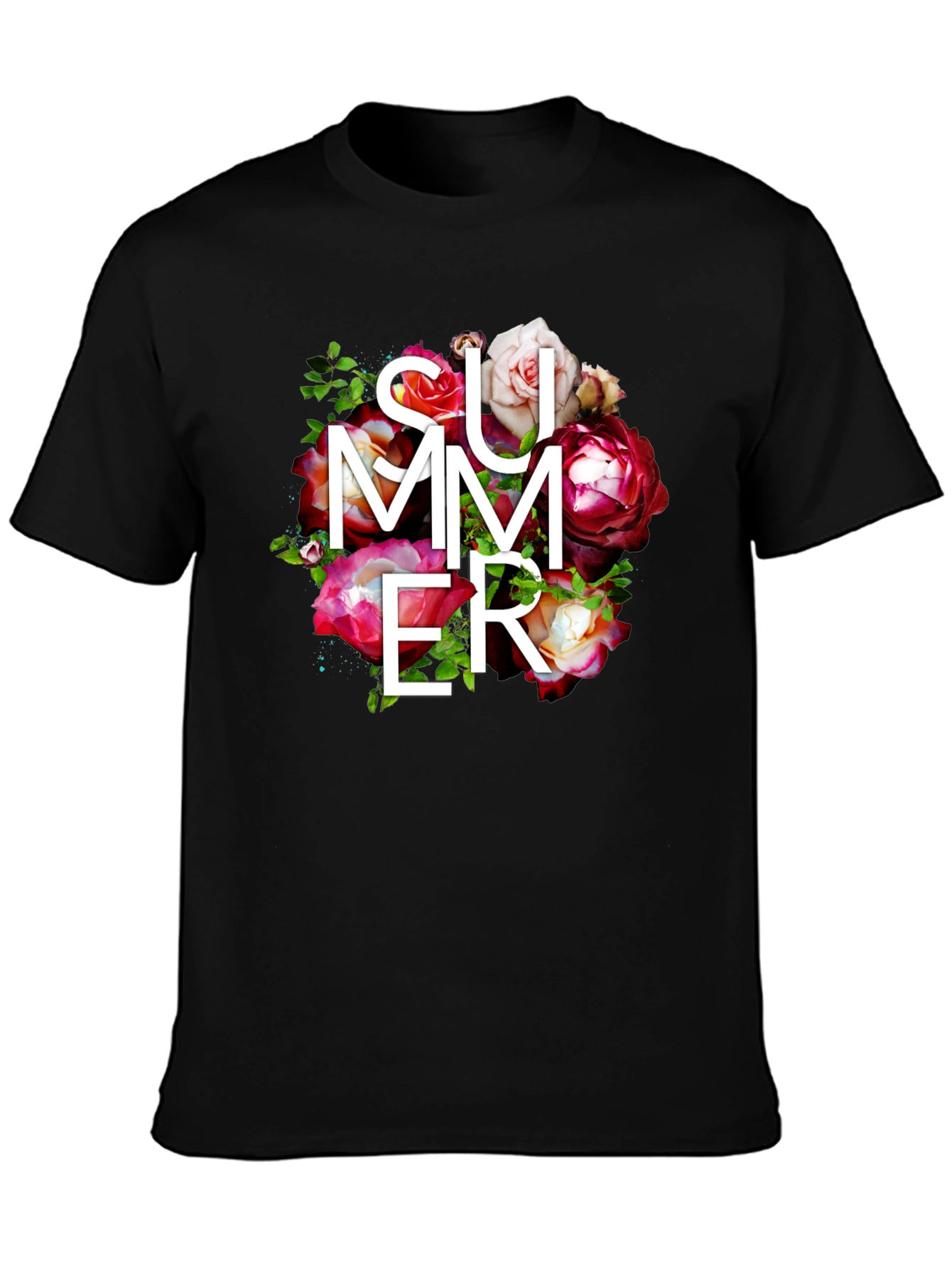 Camiseta Negra Verano Floral para Hombre