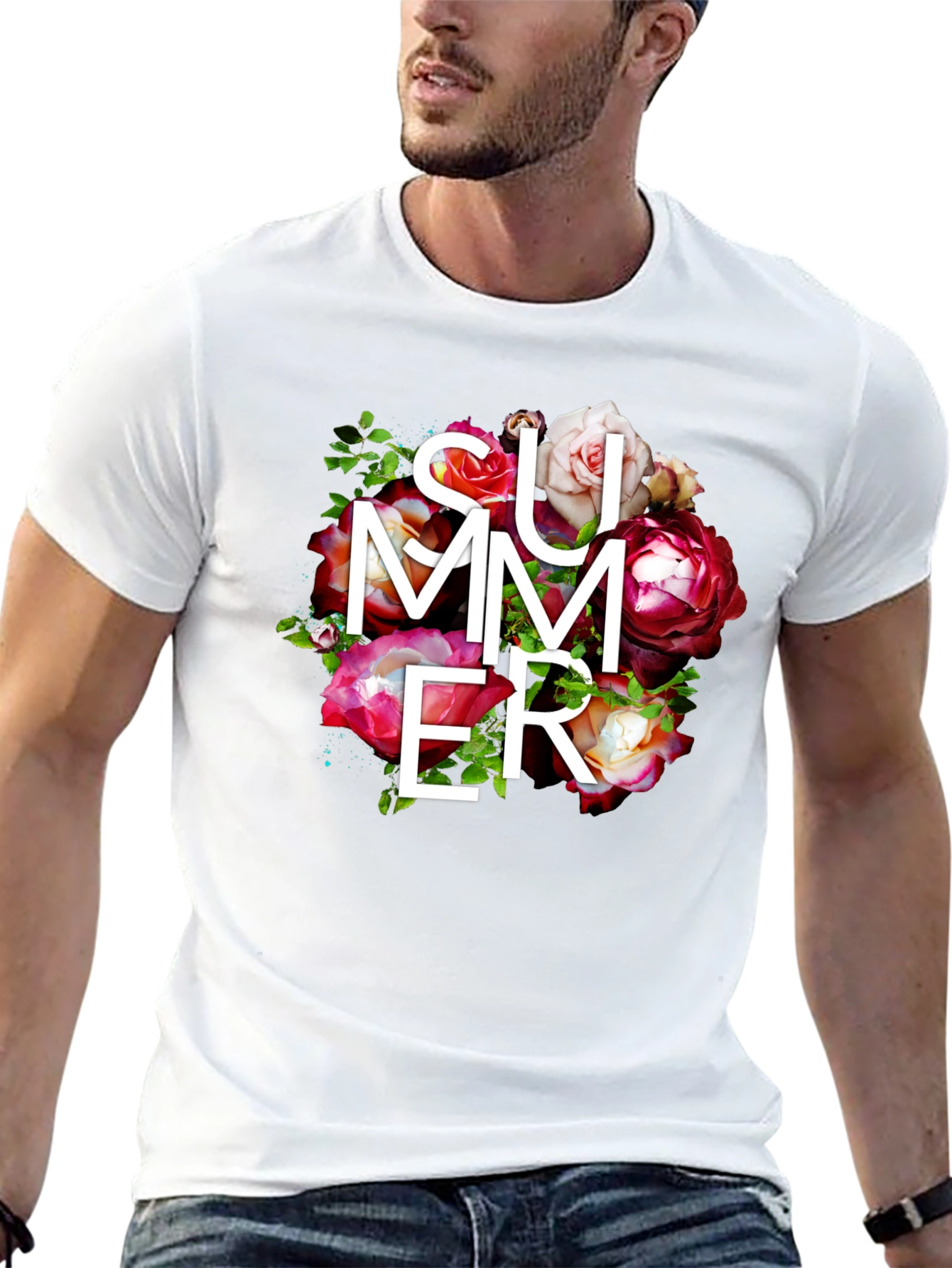 Camiseta Negra Verano Floral para Hombre