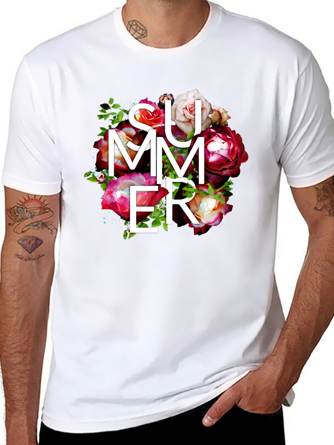 Camiseta Negra Verano Floral para Hombre
