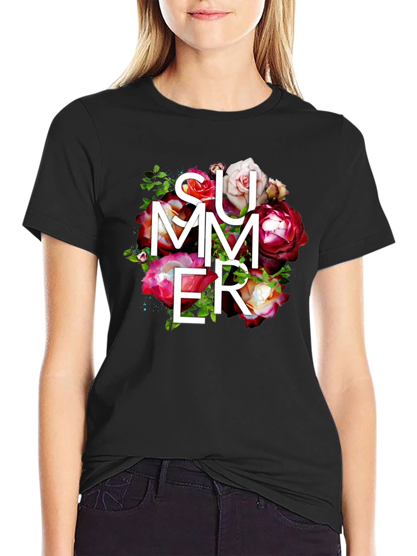 Camiseta Negra Verano Floral para Hombre