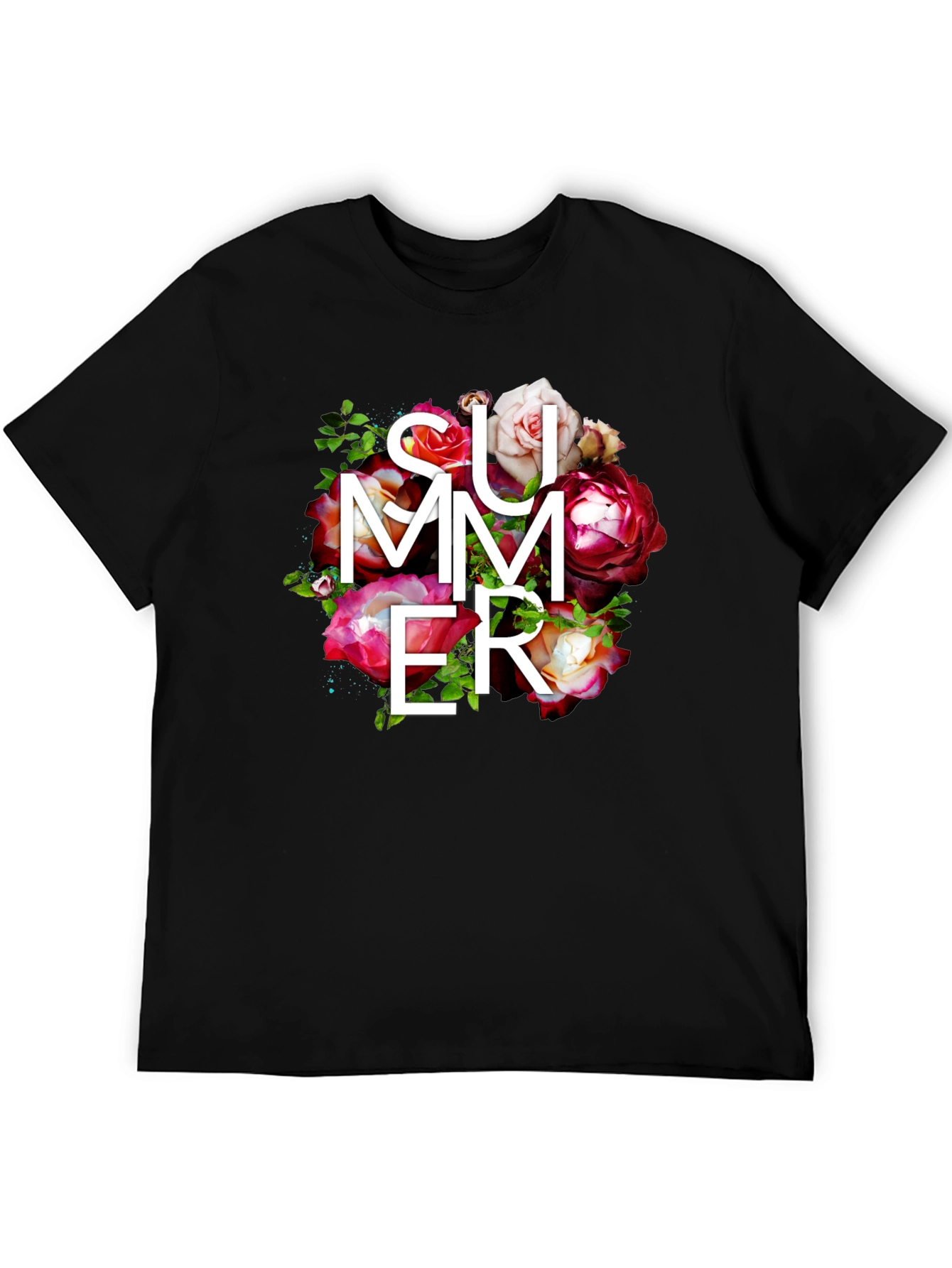 Camiseta Negra Verano Floral para Hombre
