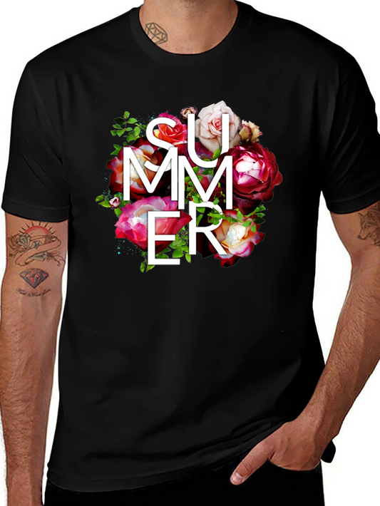 Camiseta Negra Verano Floral para Hombre