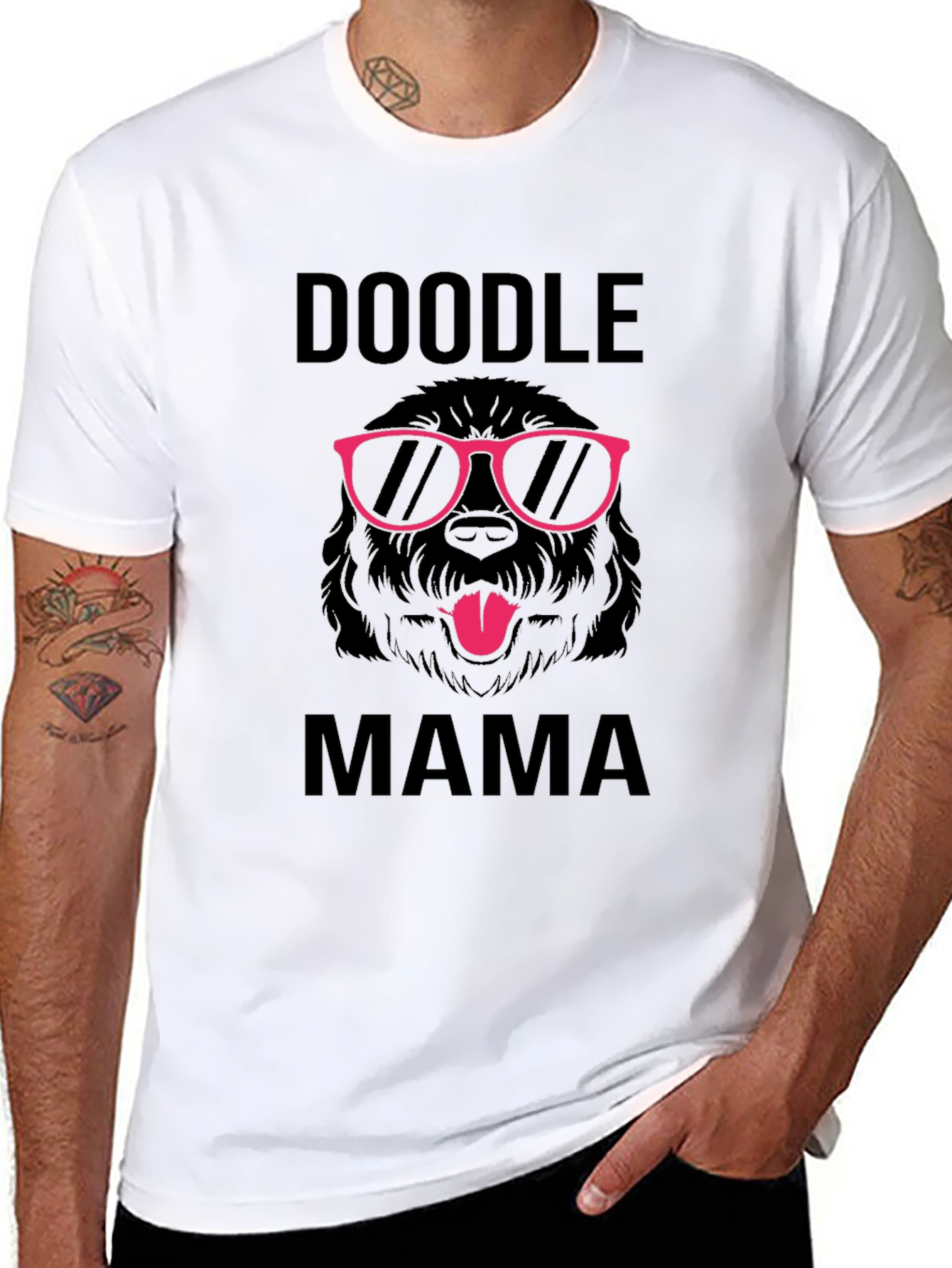 Camiseta Doodle Mama Negra con Diseño Divertido