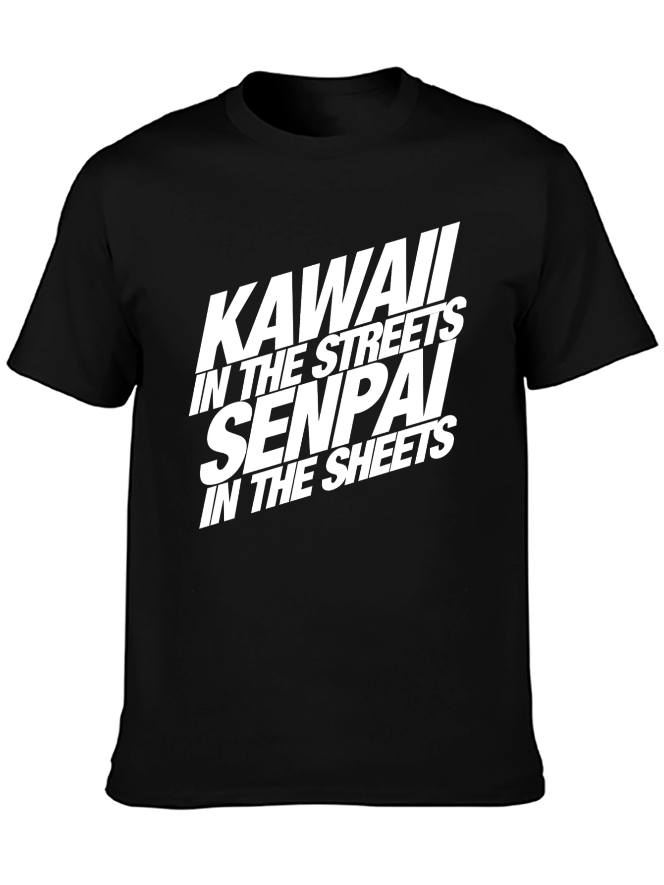 Camiseta Negra con Diseño Kawaii Senpai