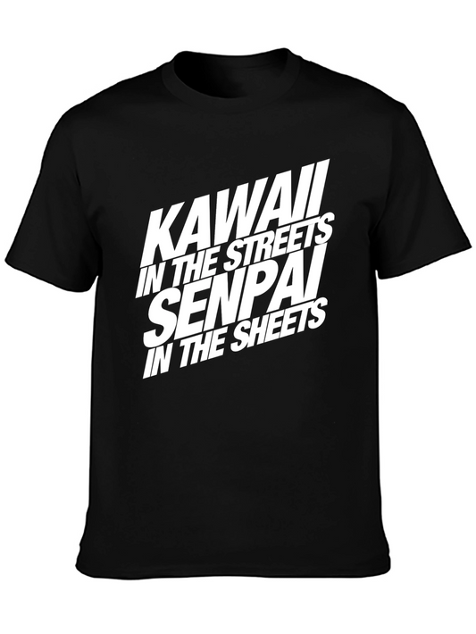 Camiseta Negra con Diseño Kawaii Senpai
