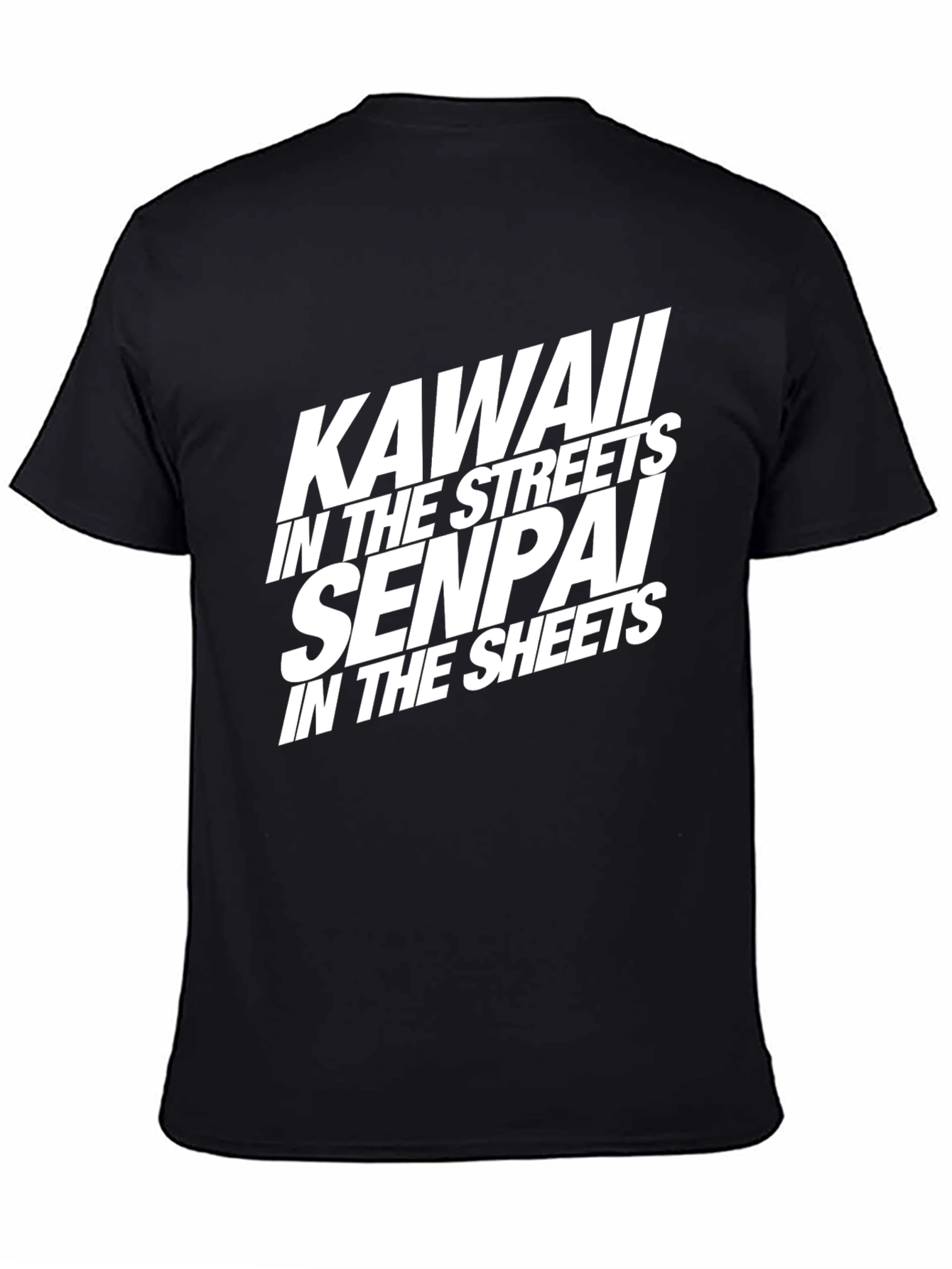 Camiseta Negra con Diseño Kawaii Senpai