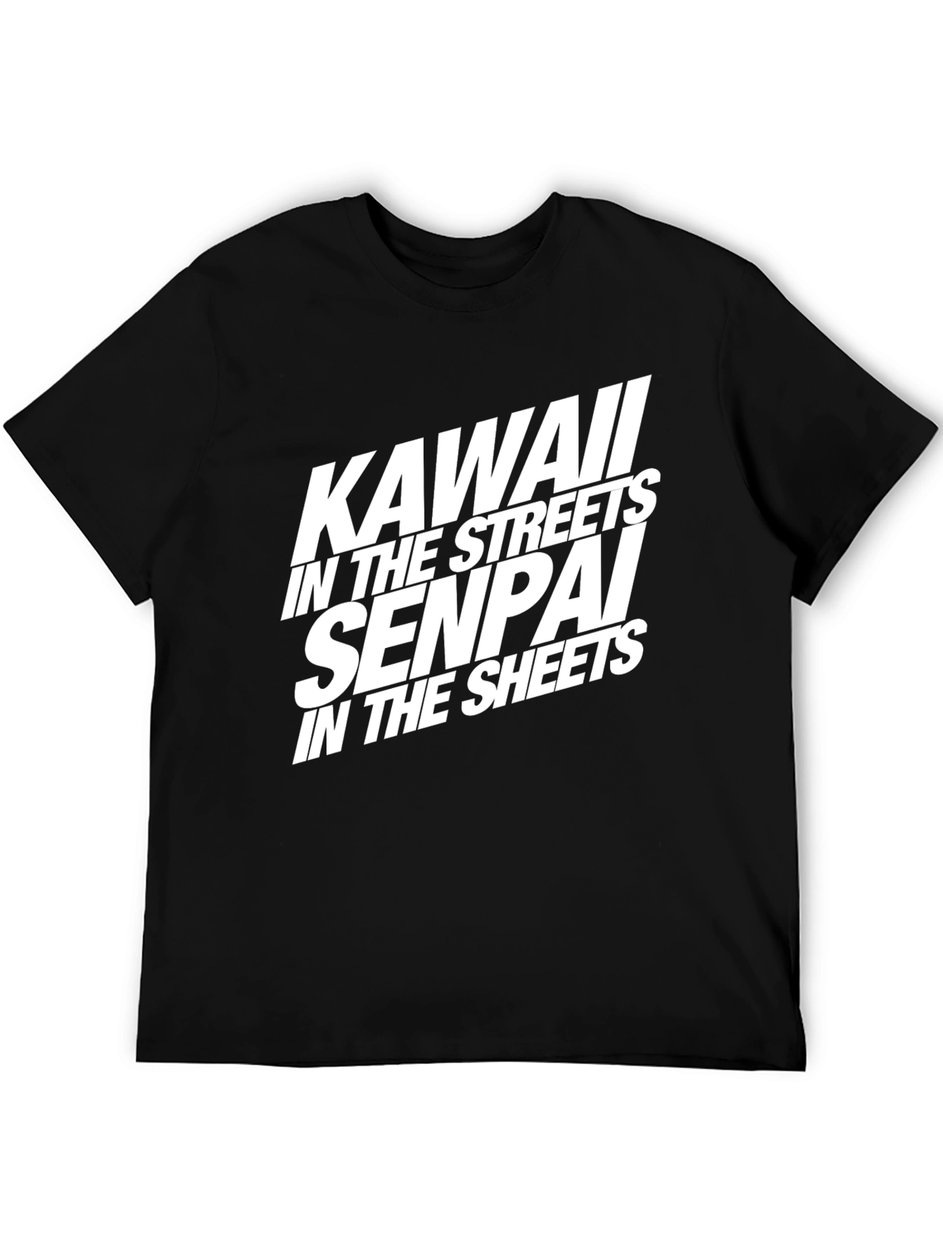 Camiseta Negra con Diseño Kawaii Senpai