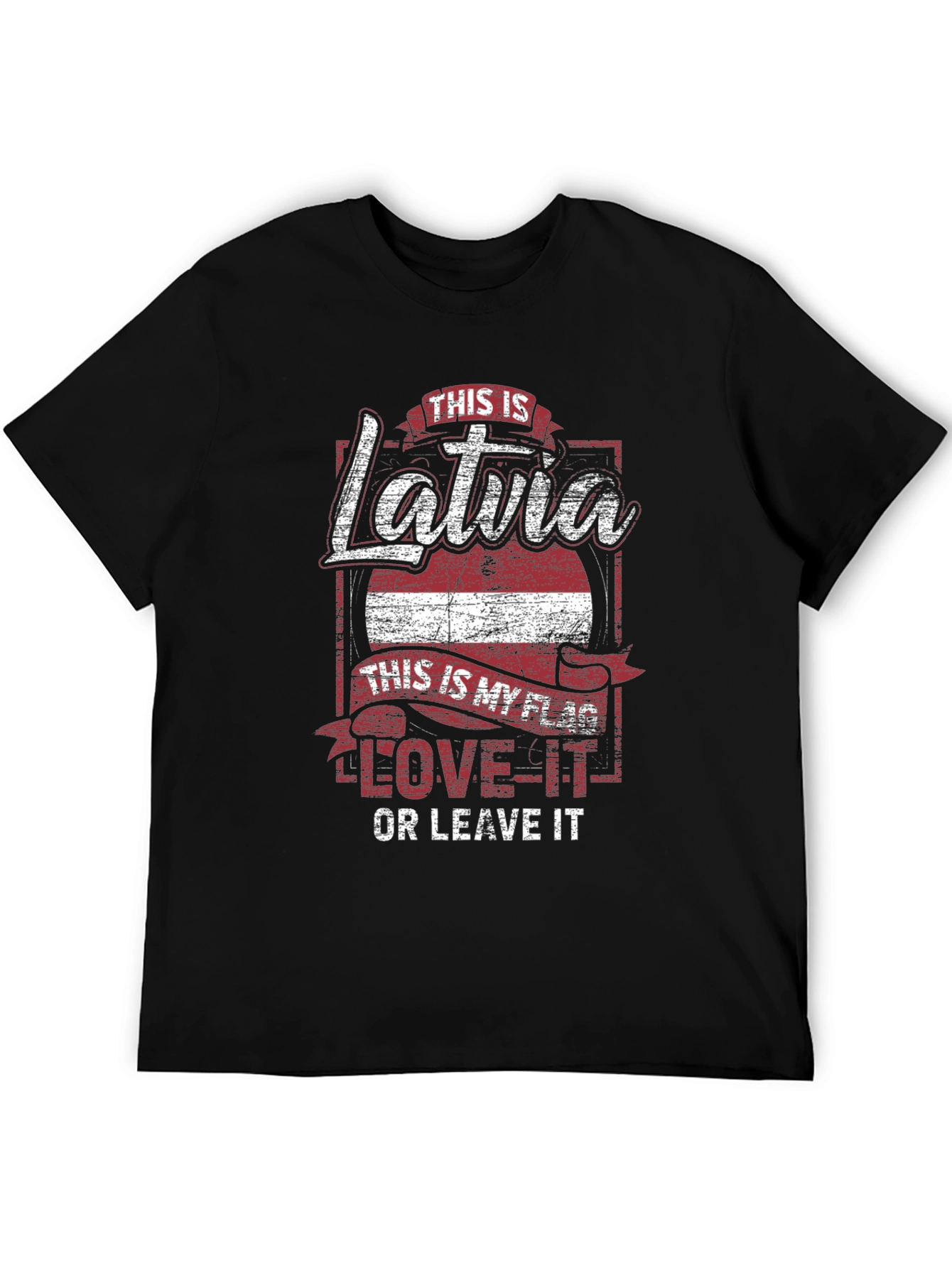 Camiseta Negra Latvia: Amo mi Bandera