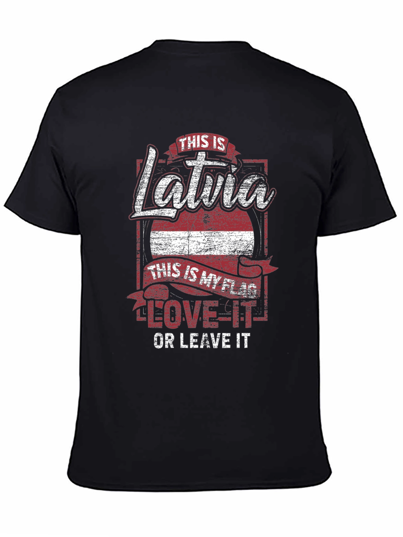 Camiseta Negra Latvia: Amo mi Bandera