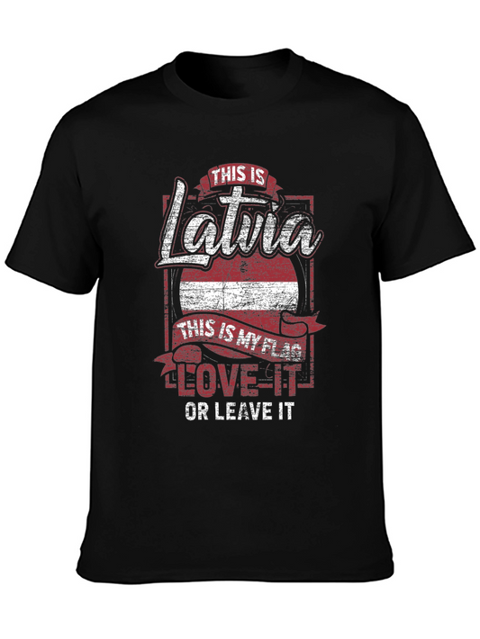 Camiseta Negra Latvia: Amo mi Bandera