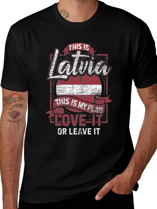 Camiseta Negra Latvia: Amo mi Bandera