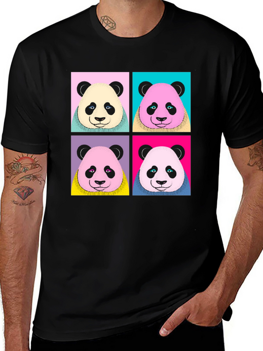 Camiseta Negra con Diseño Panda Pop Art