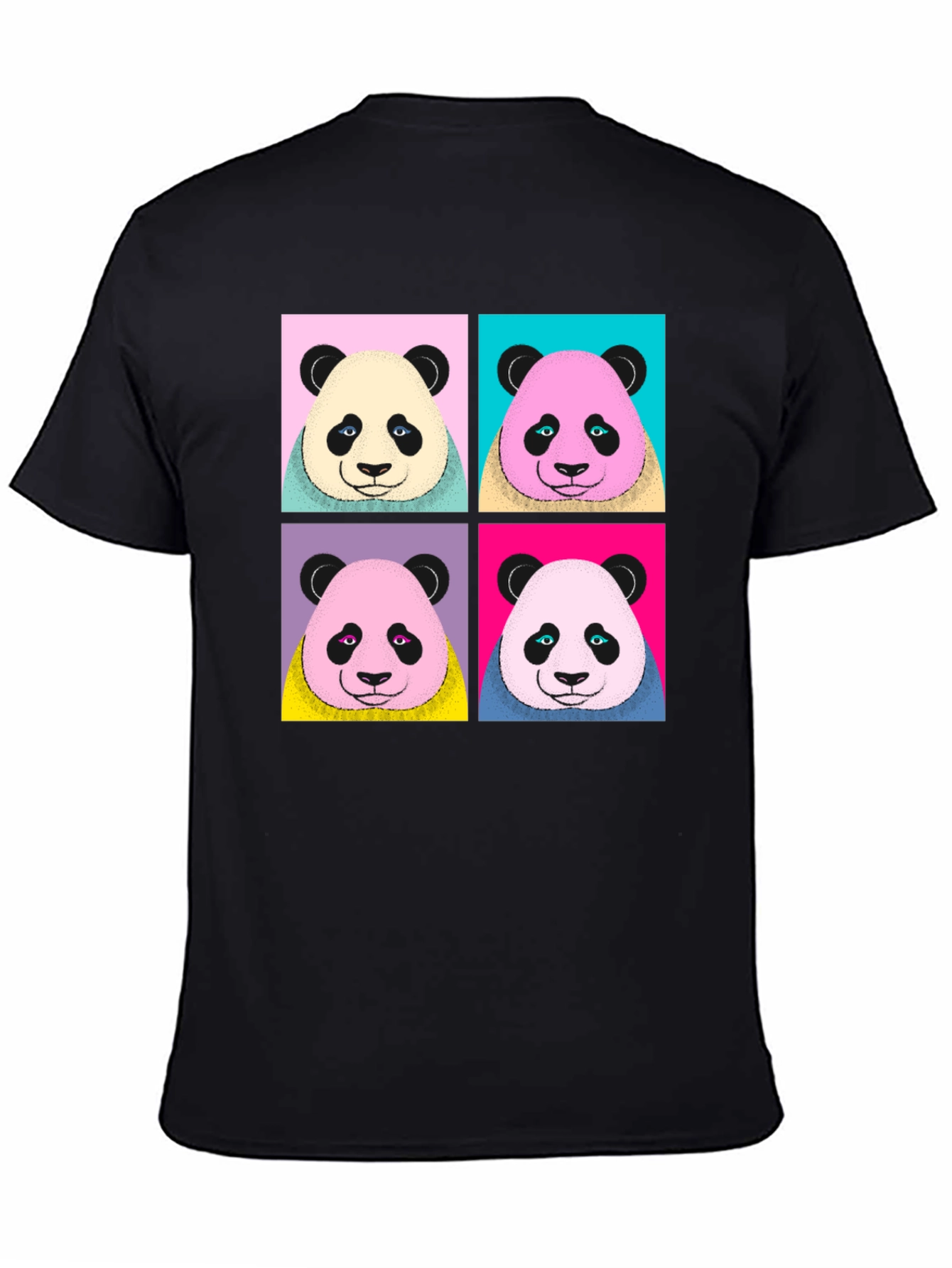 Camiseta Negra con Diseño Panda Pop Art