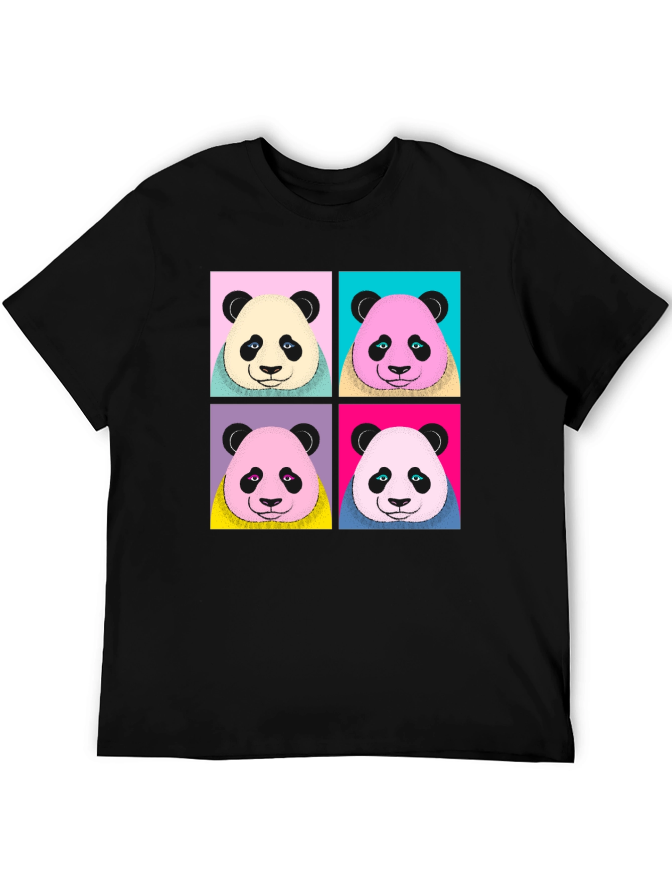 Camiseta Negra con Diseño Panda Pop Art