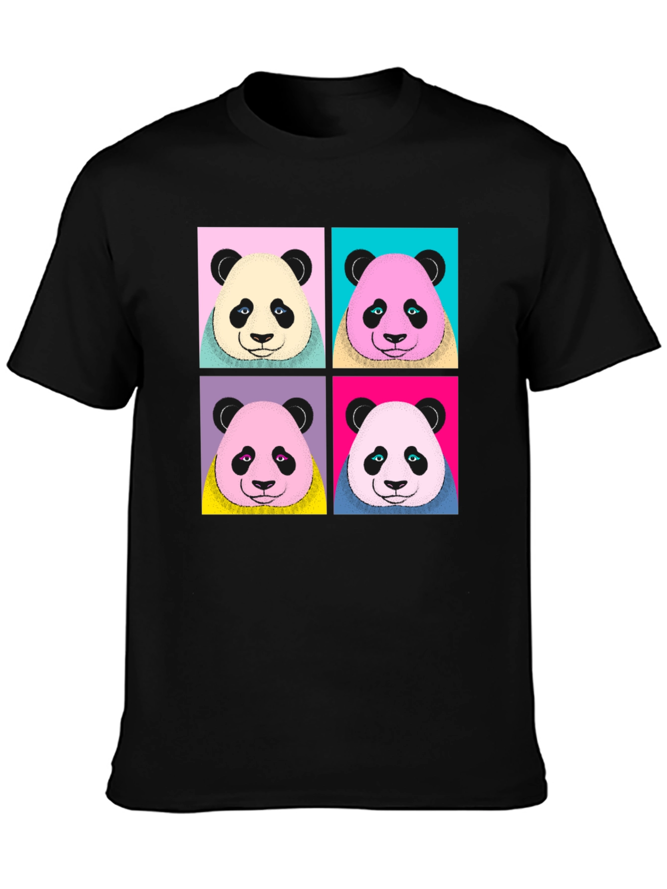 Camiseta Negra con Diseño Panda Pop Art