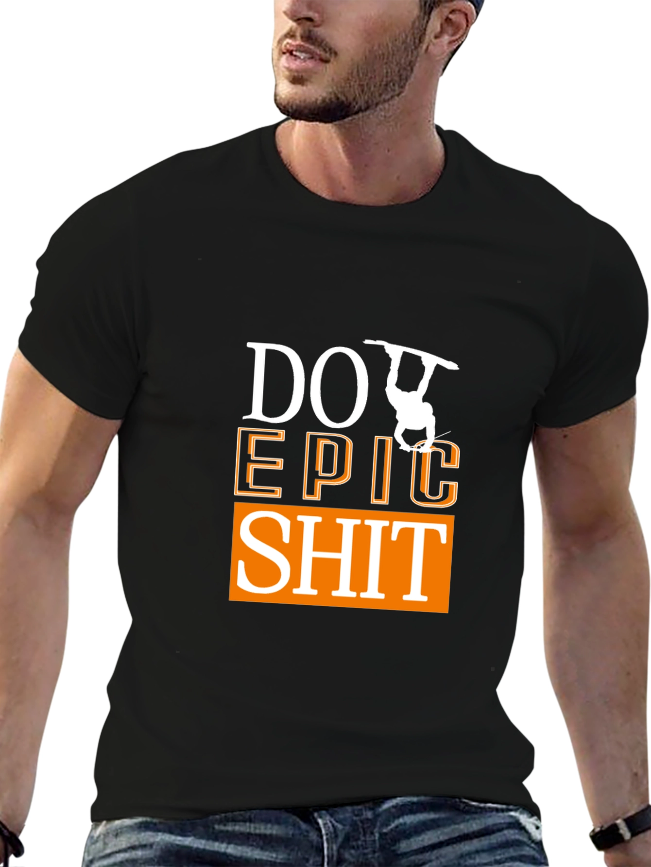 Camiseta Negra Do Epic Shit con Diseño de Snowboard