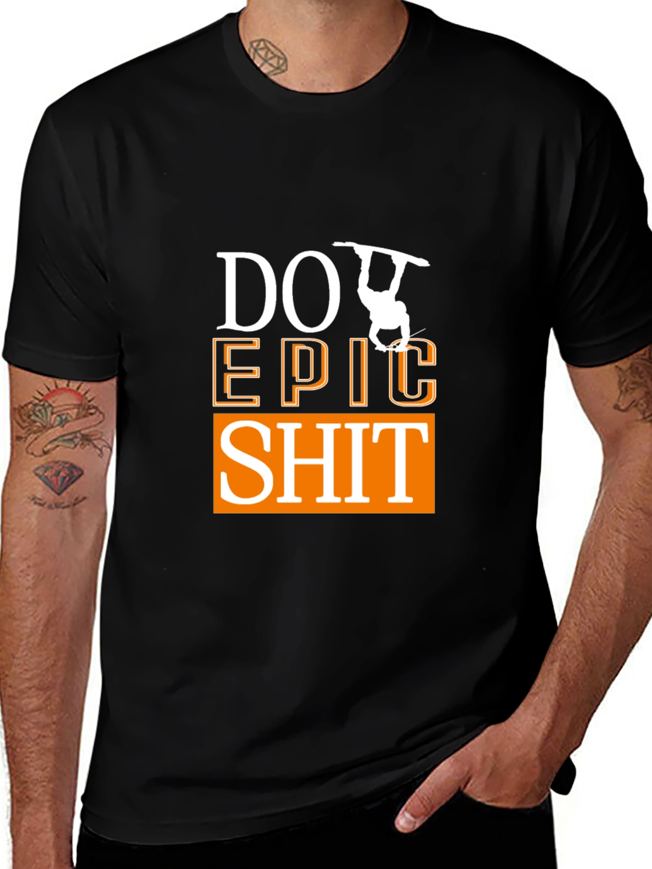 Camiseta Negra Do Epic Shit con Diseño de Snowboard