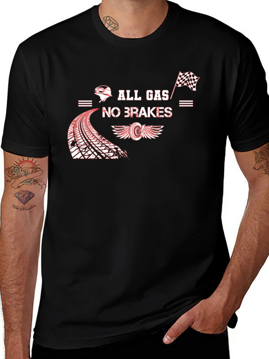 Camiseta Negra All Gas No Brakes para Amantes de la Velocidad