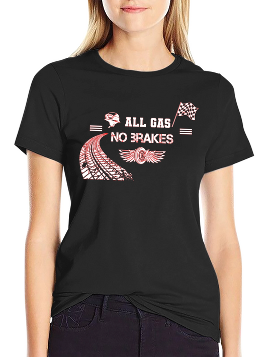 Camiseta Negra All Gas No Brakes para Amantes de la Velocidad
