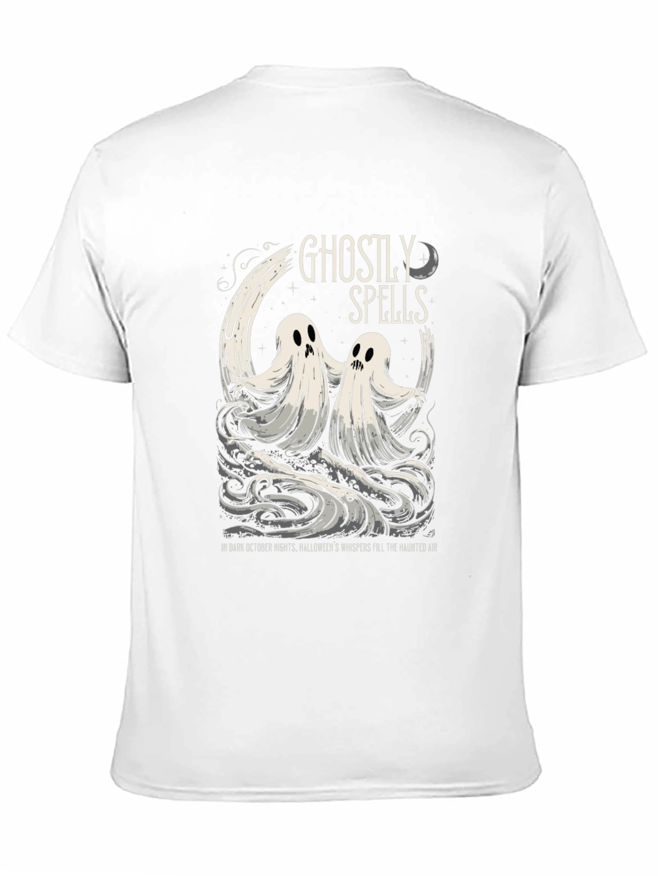 Camiseta Negra: Fantasmas y Hechizos de Halloween