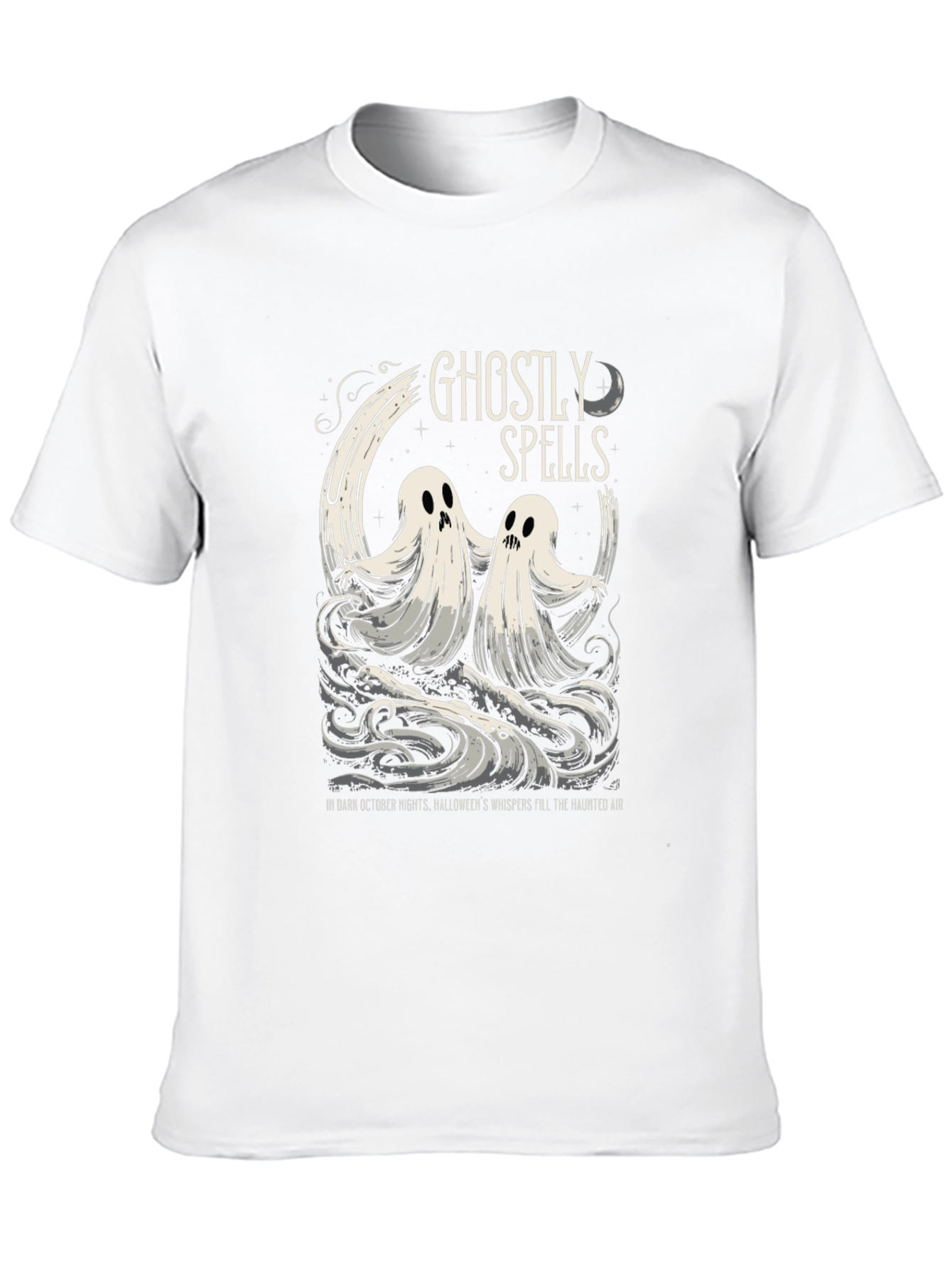 Camiseta Negra: Fantasmas y Hechizos de Halloween
