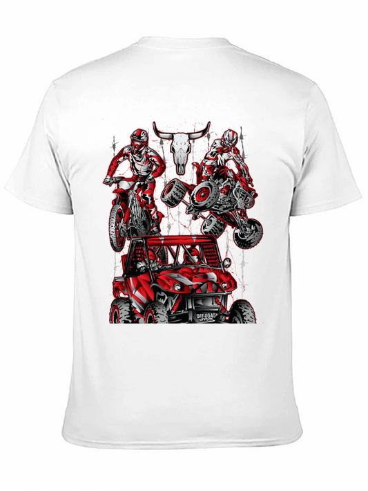 Camiseta Negra Estampada de Deportes Motorizados Extremos