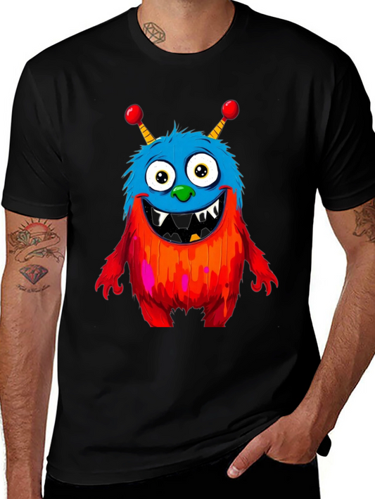 Camiseta Negra con Monstruo Colorido