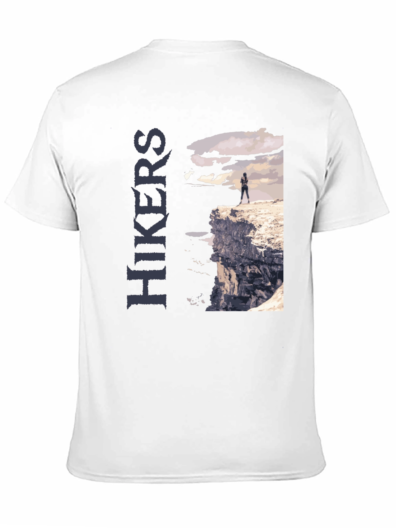 Camiseta Negra de Senderismo con Diseño de Acantilado