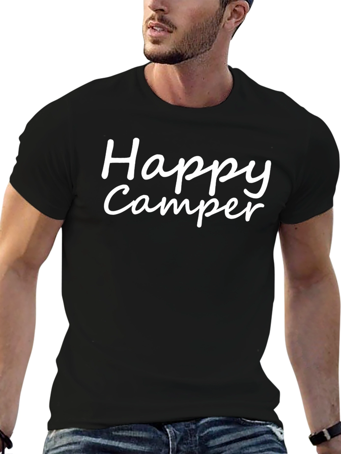 Camiseta Negra Happy Camper para Aventura