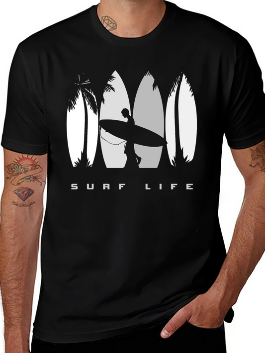 Camiseta Negra Surf Life para Hombre