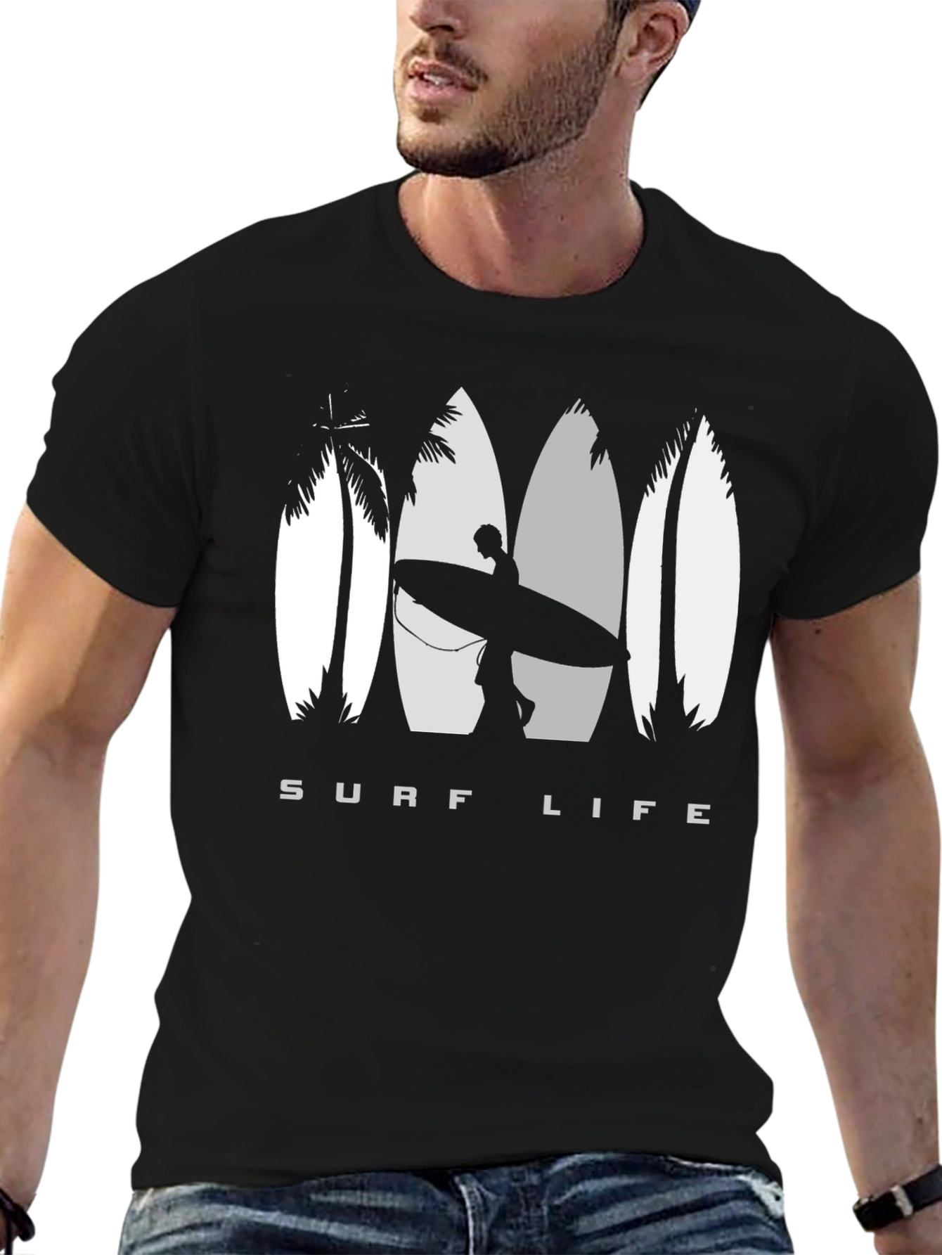 Camiseta Negra Surf Life para Hombre