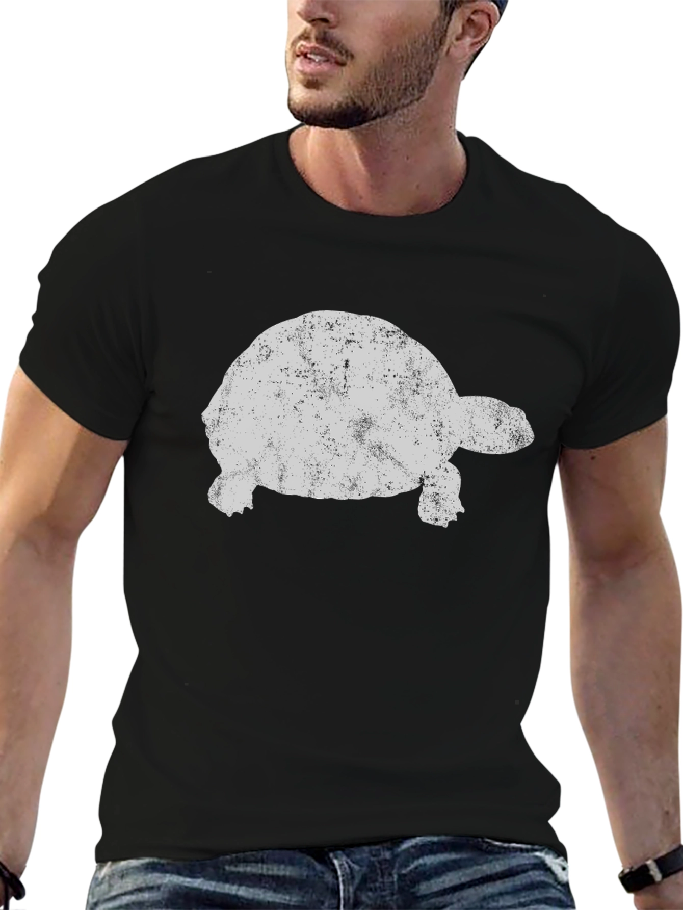 Camiseta Negra con Diseño de Tortuga Retro