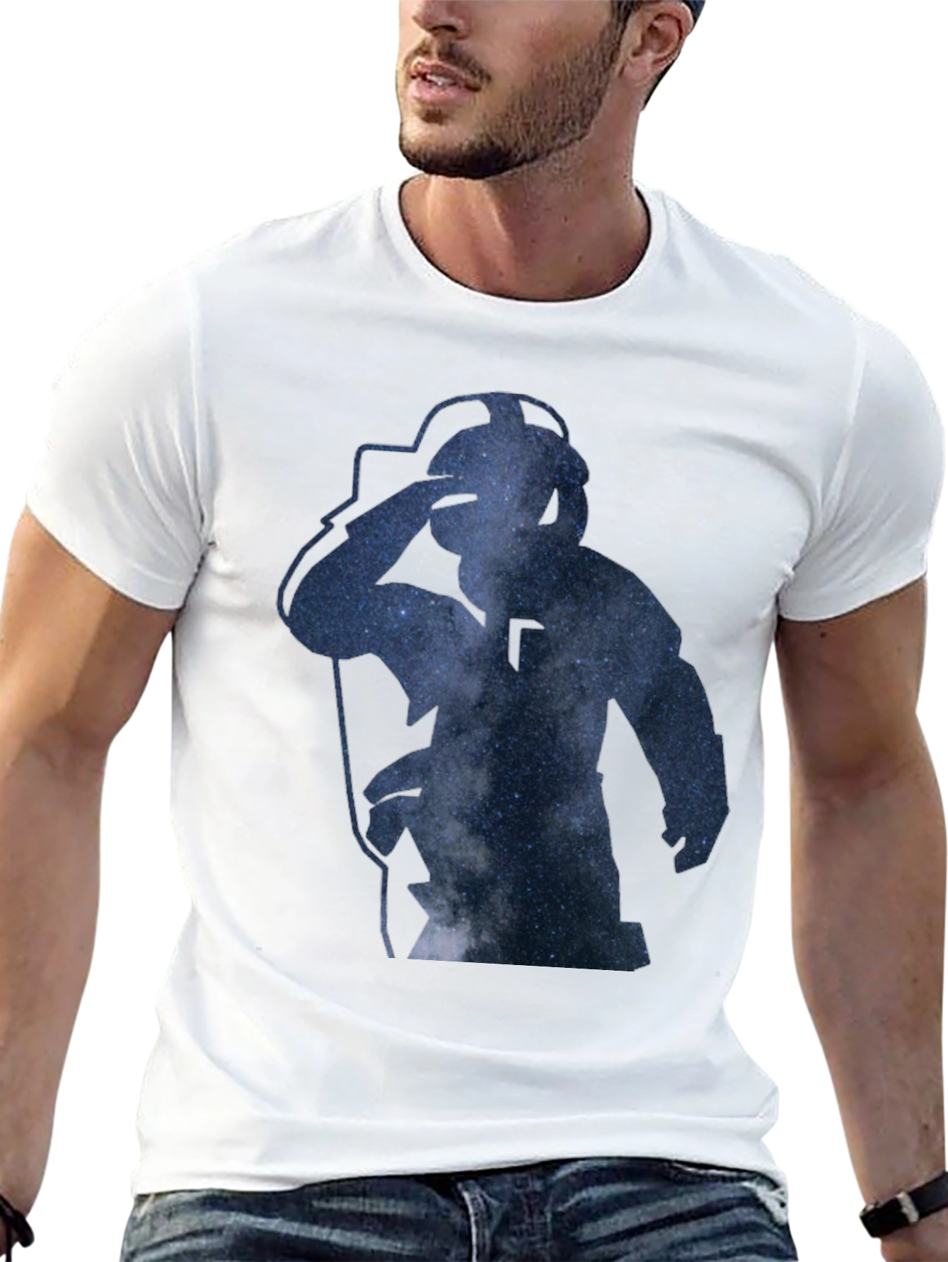 Camiseta Negra Estampado Espacial