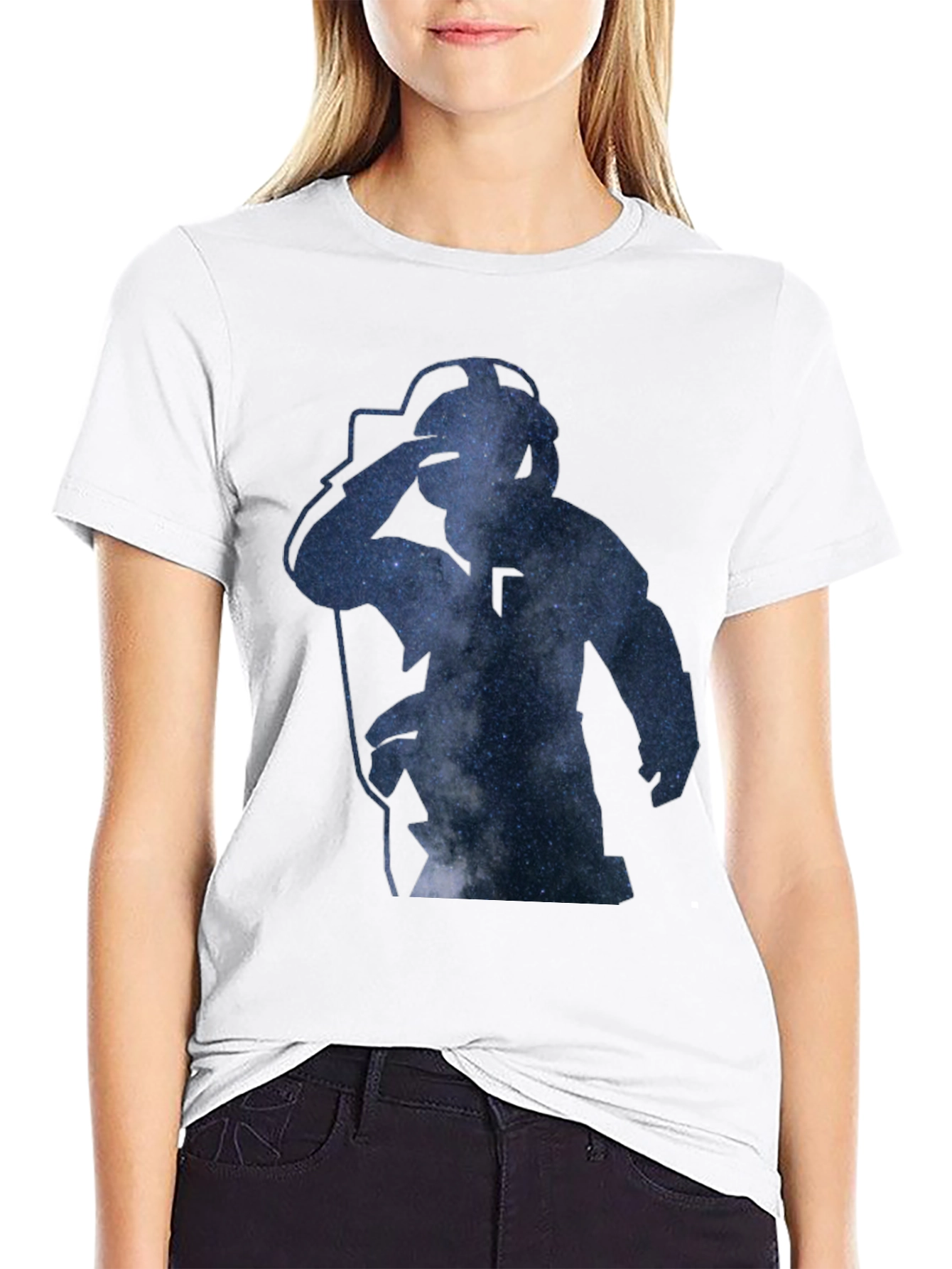 Camiseta Negra Estampado Espacial