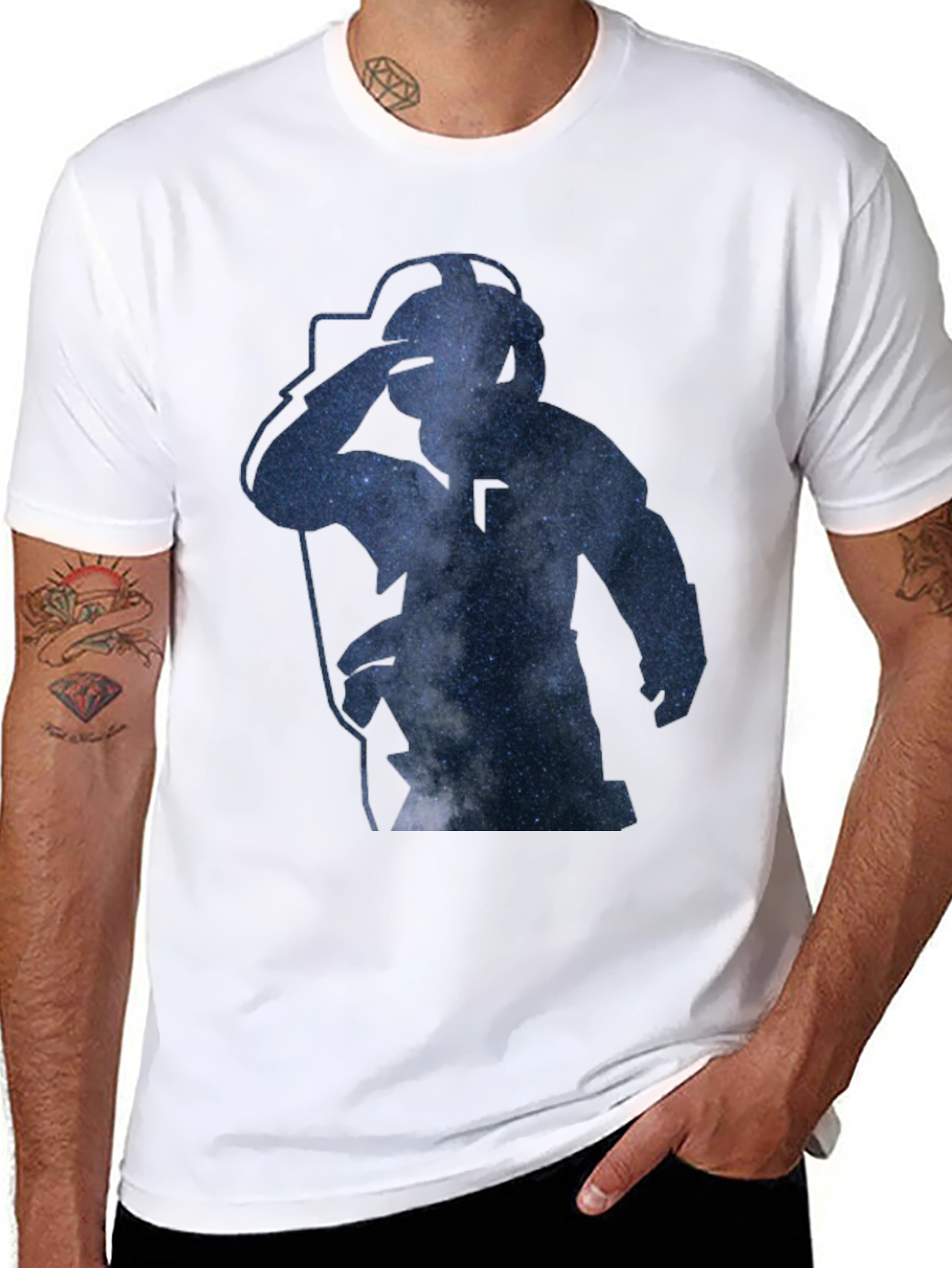 Camiseta Negra Estampado Espacial