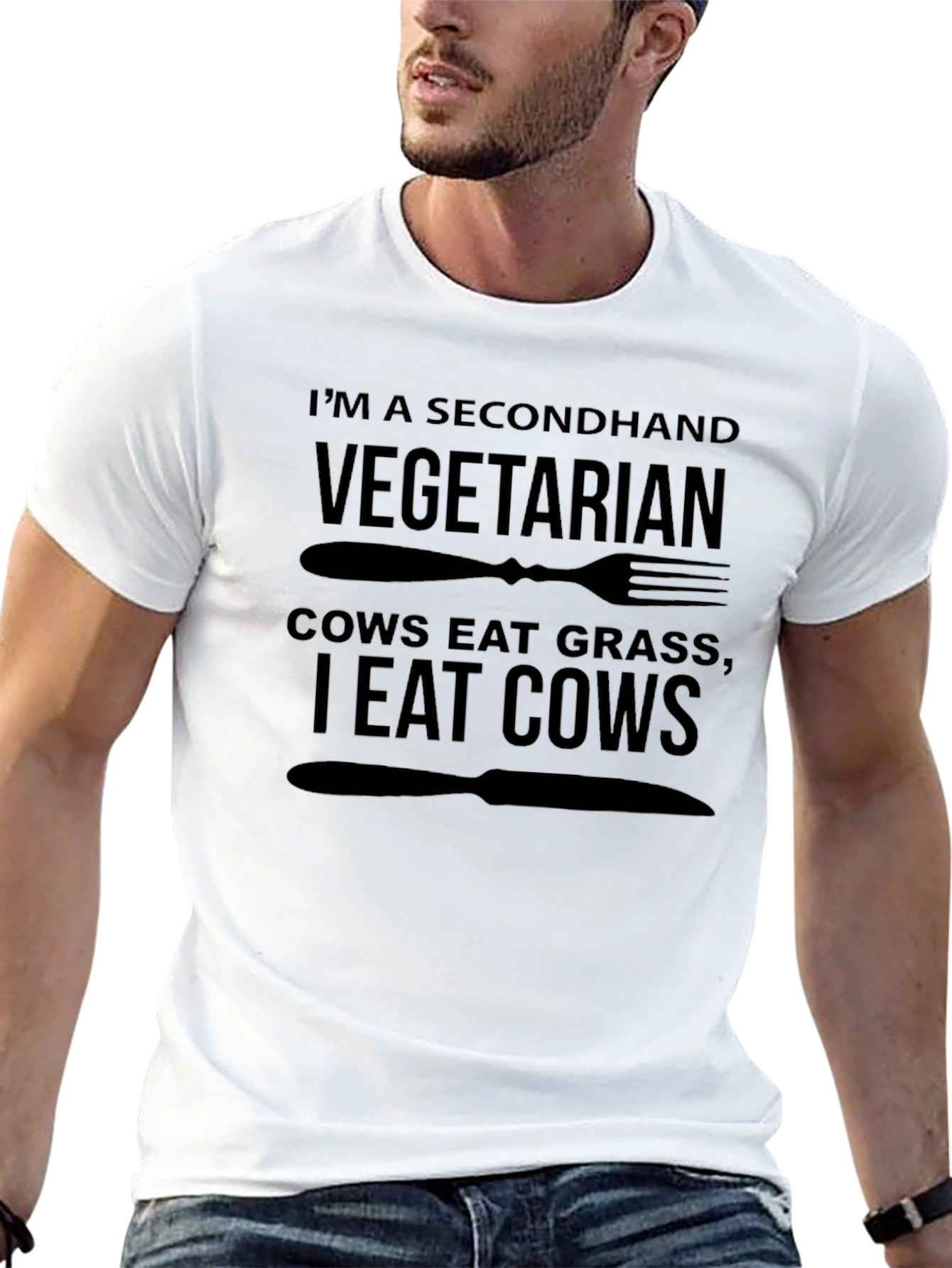 Camiseta Negra Vegetariano de Segunda Mano para Hombre