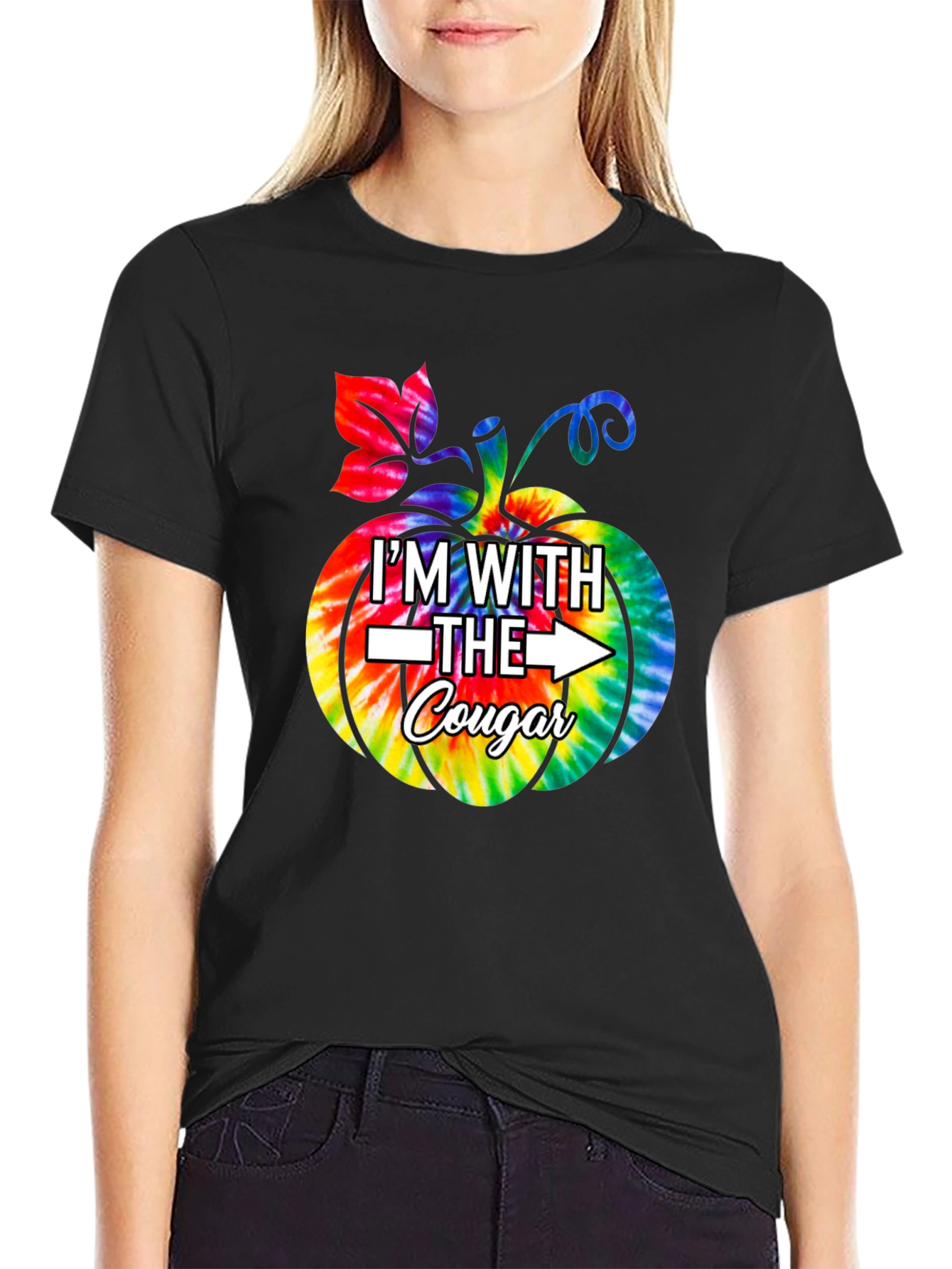 Camiseta Estoy con la Cougar Calabaza Tie-Dye