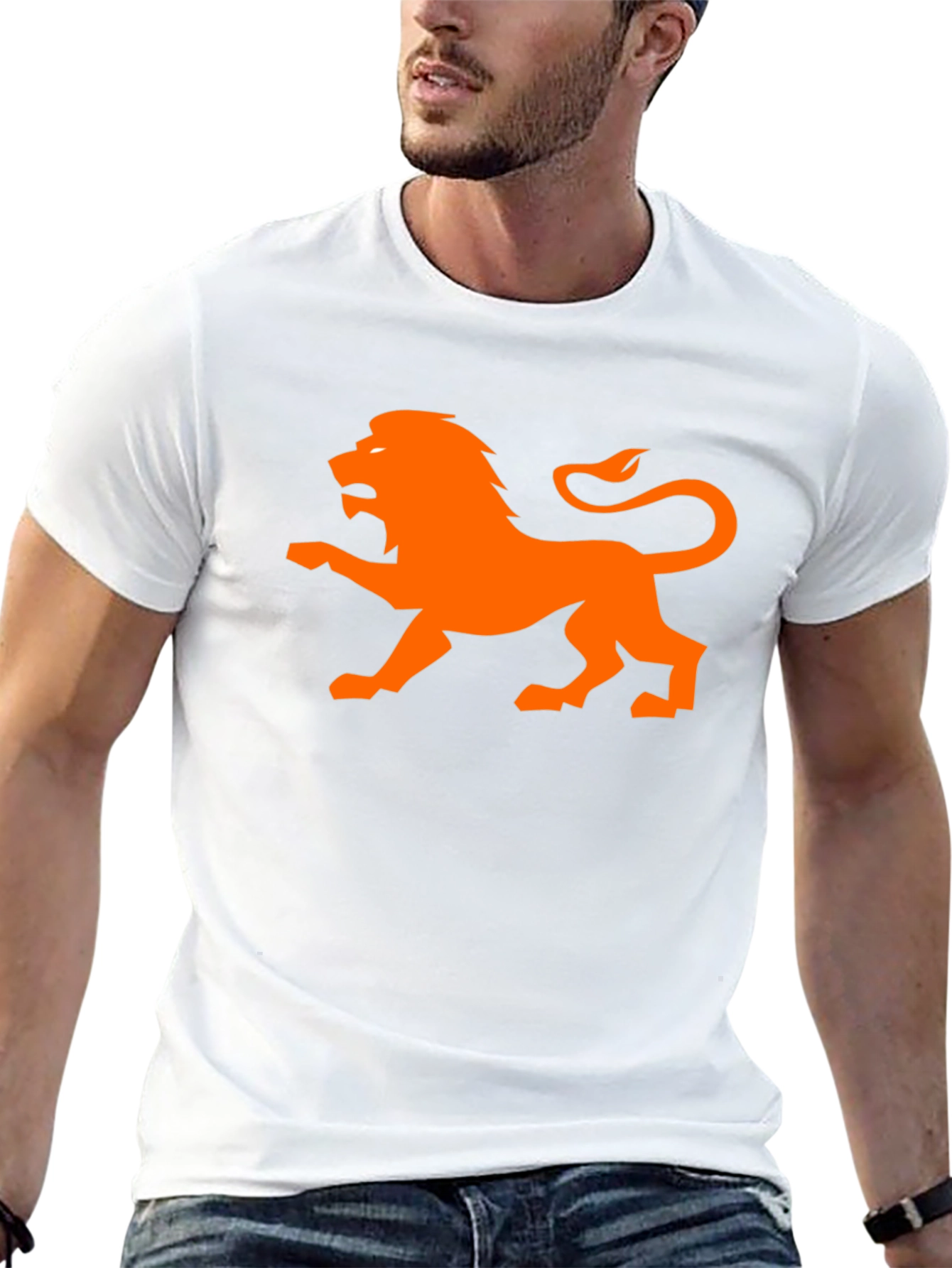Camiseta Negra con León Naranja