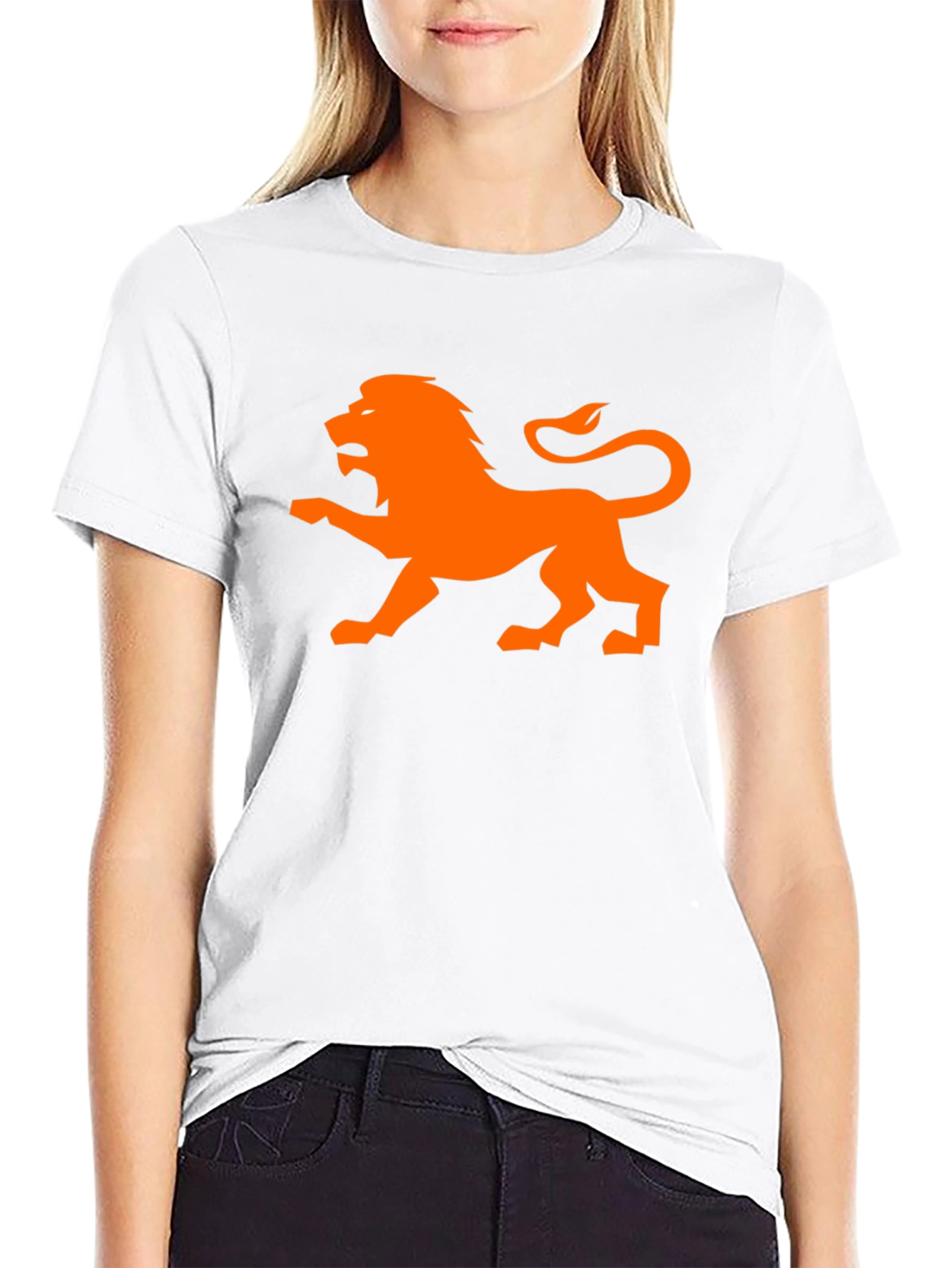 Camiseta Negra con León Naranja