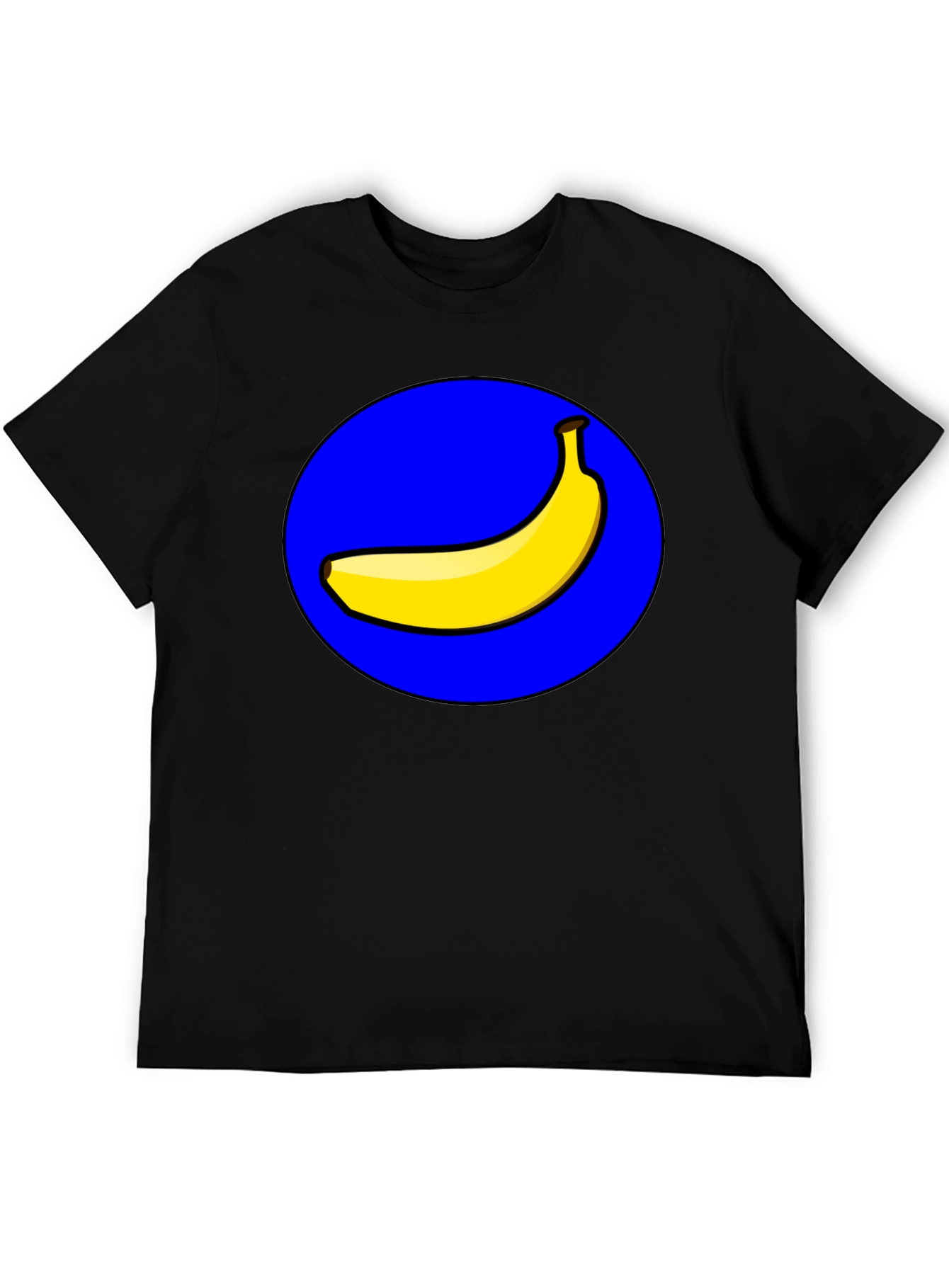 Camiseta Negra Hombre: Diseño Banana en Círculo Azul