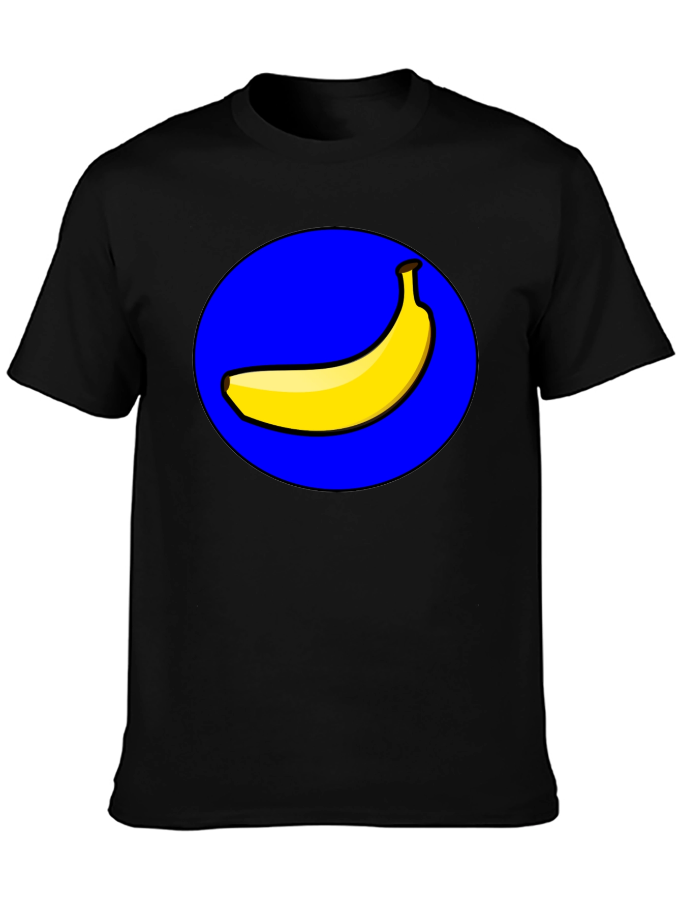 Camiseta Negra Hombre: Diseño Banana en Círculo Azul